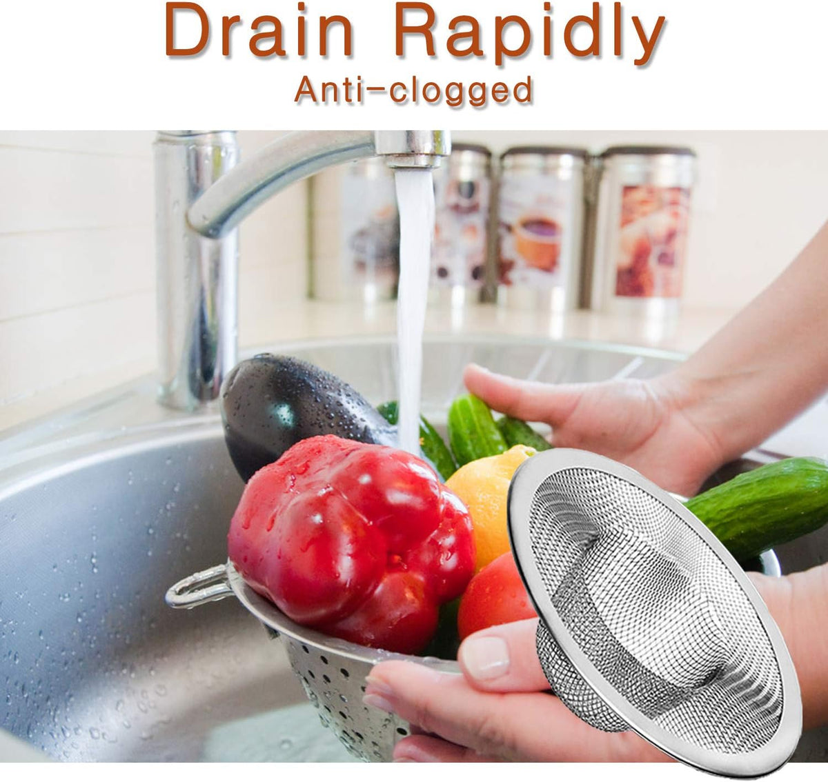 2pcs Heavy Duty Stainless Steel Slop Basket Filter Trap,3.54" Top / 1.65" Mesh Metal Sink