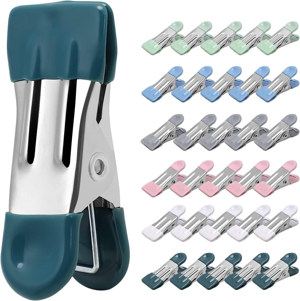 Clothes Pins Heavy Duty 30 Pack, 2.17 Inch Metal Chip Clips, Clothespins for Photo Drying