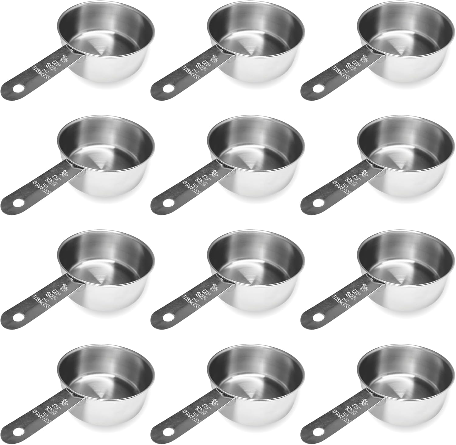 1/2 Cup Stainless Steel Measuring Cup | Sturdy Metal 125 ml | 125 cc | 4 oz | Single Cup for Wet