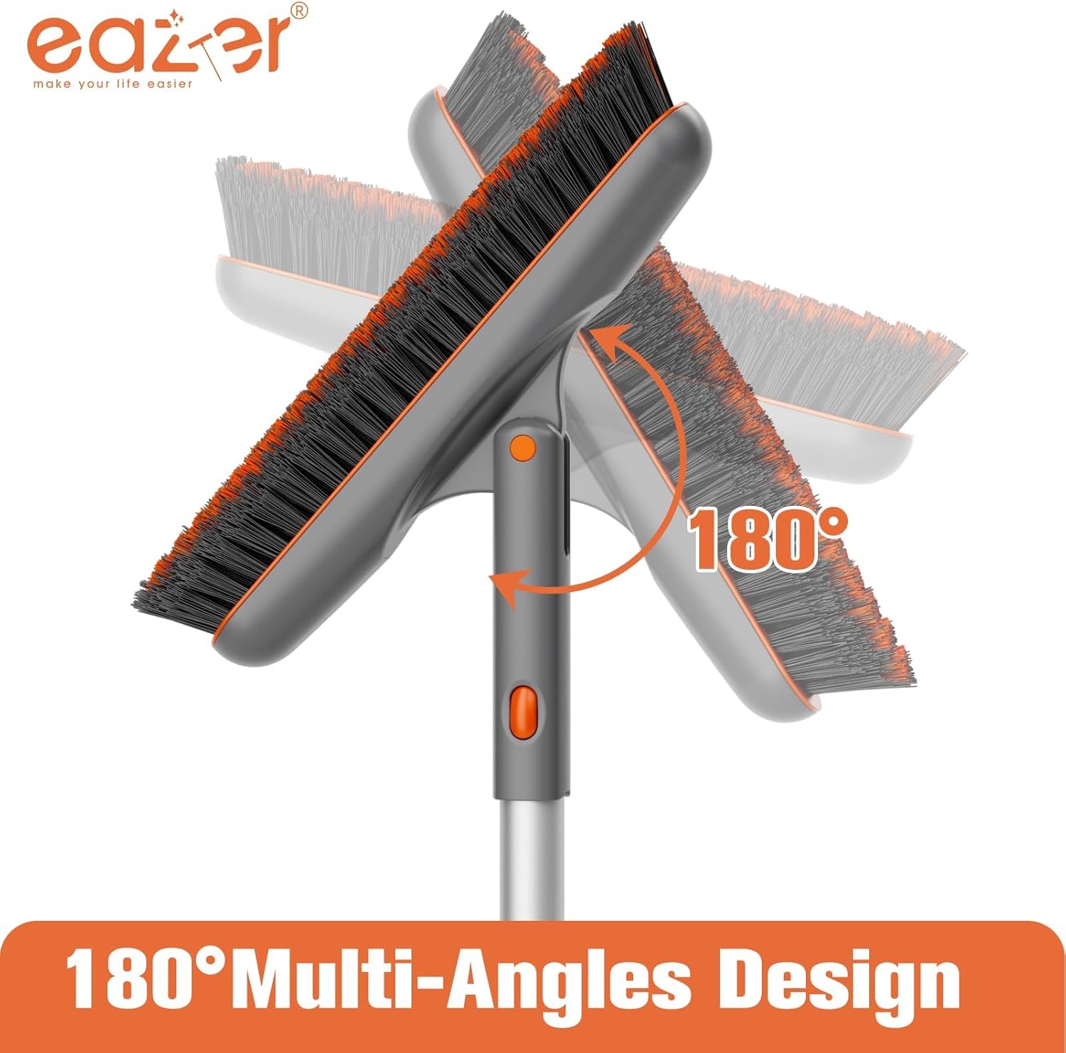 Eazer Grout Brush with Long Handle, 180°Rotation Tile Grout Cleaning Brush, V-Shape Shower Scrubber