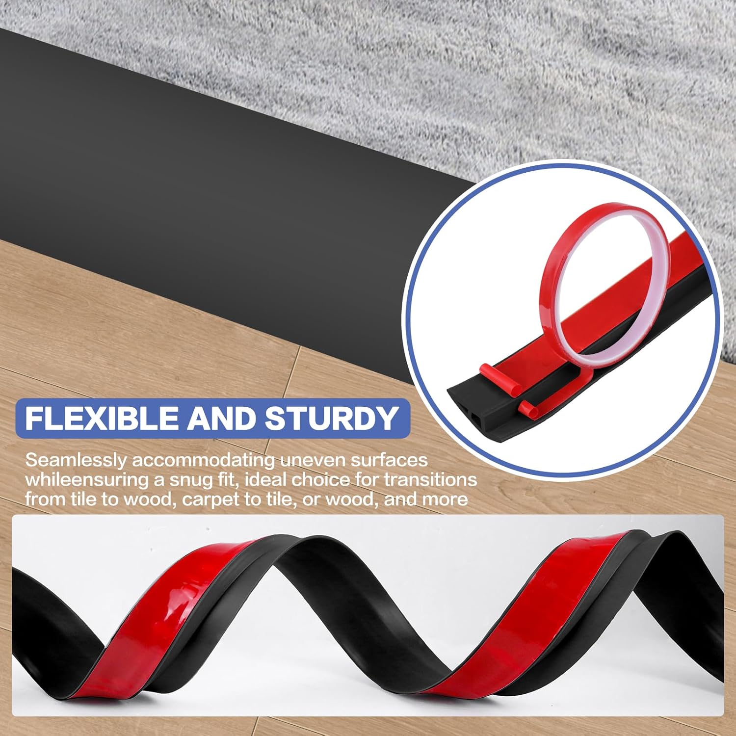Floor Transition Strip Vinyl Door Threshold Ramp Self Adhesive Carpet Edging Strip Doorway Edge