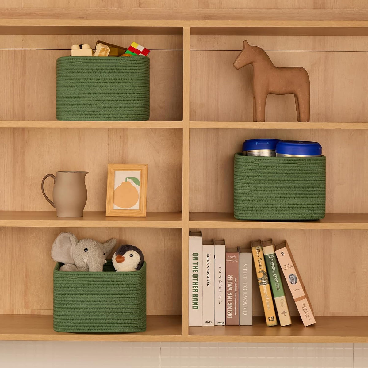 Small Organizing Baskets for Cubes Shelf, 9.7x9.7x7.1 Inch Rope Woven Storage Bins for Nursery