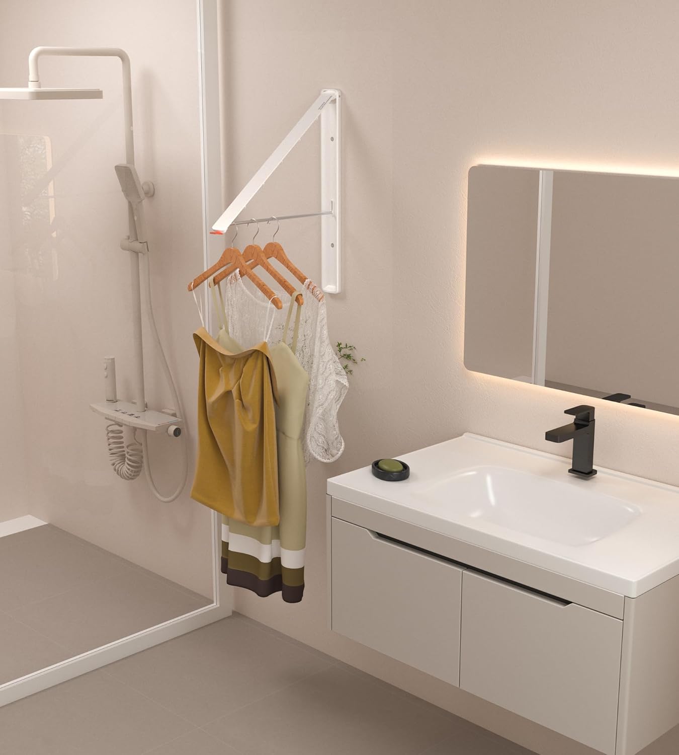 Dr.DJ Clothes Drying Rack Wall Mounted, Retractable & Foldable Clothes Hanger for Laundry Room