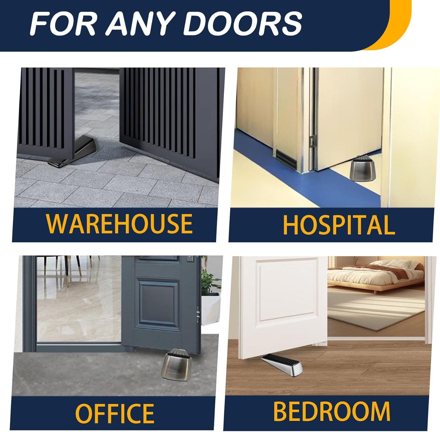 Strongest Door Stopper for Bottom of Door, Heavy Duty Door Stop Wedge Made of Premium Quality Zinc