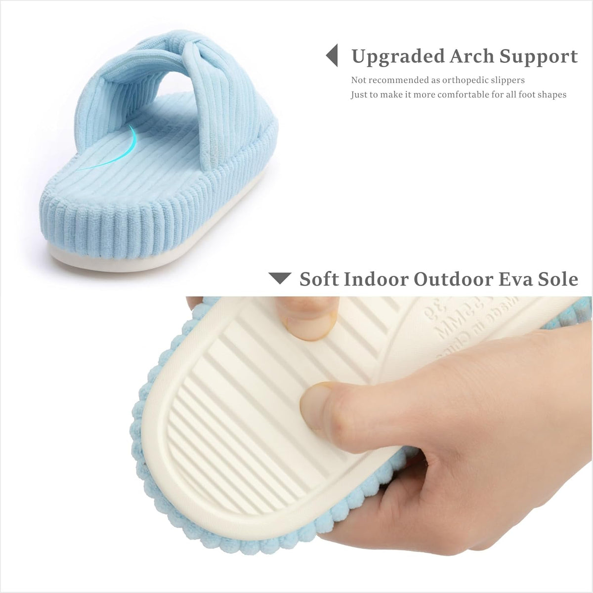 Chantomoo Slippers for Women Memory Foam House Bedroom Corduroy Bow Crossbands Slide Slipper Shoes