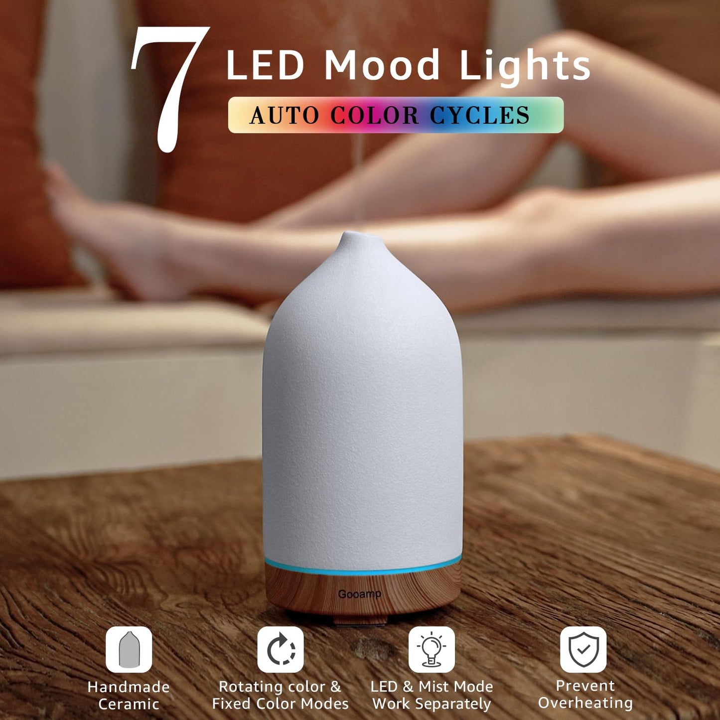 Gooamp 200ML Ceramic Essential Oil Diffuser for Home – view 3