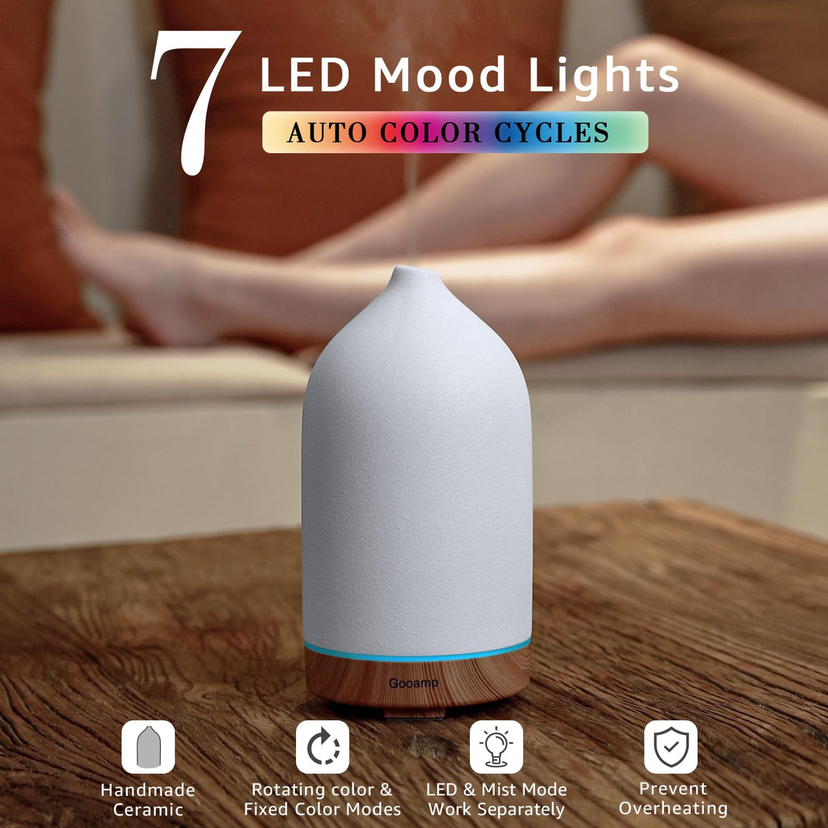 Gooamp 200ML Ceramic Essential Oil Diffuser for Home – view 3