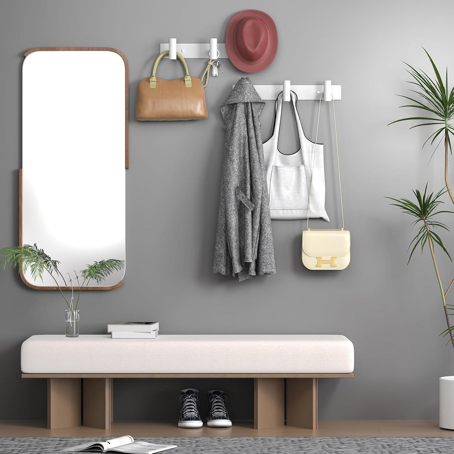 VAEHOLD Hat and Coat Wall Mount Rack - Hooks for Robes, Bags, Keys, and Towels - Bathroom Towel