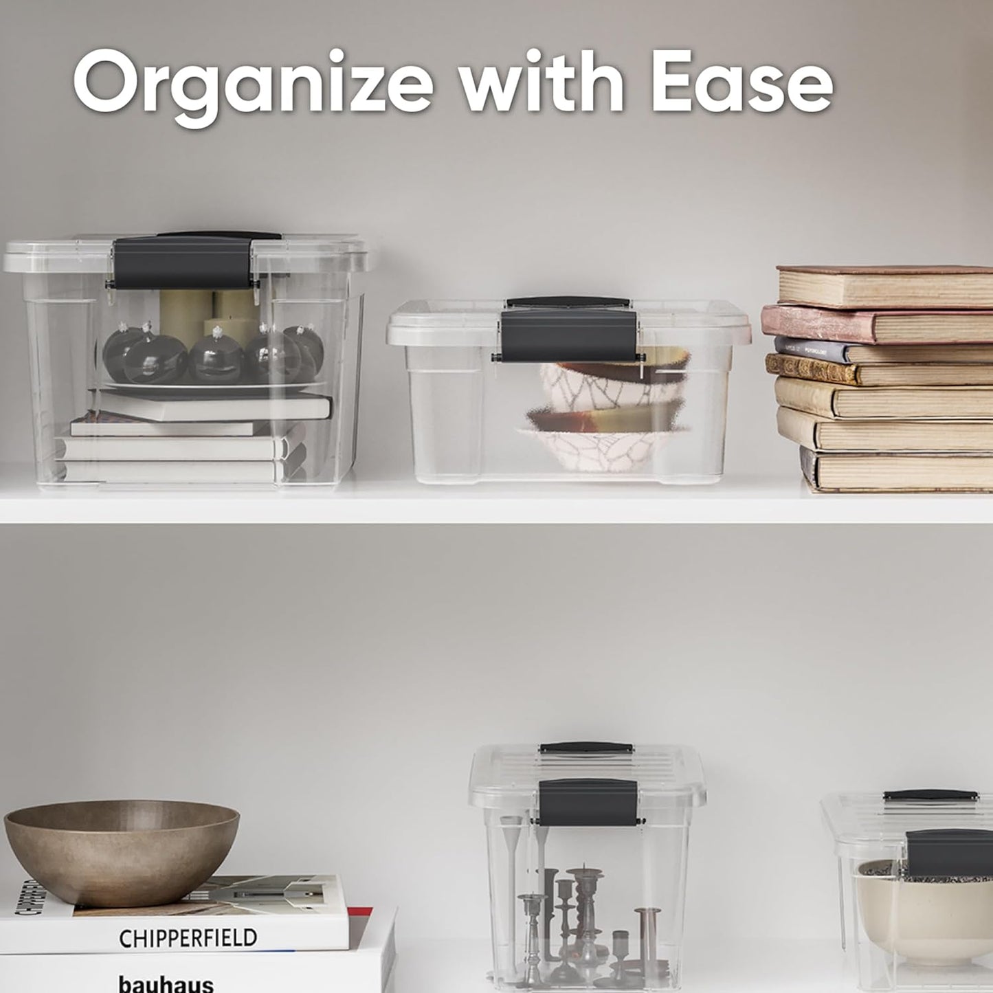 Superio Storage Bins with Lids, Clear Plastic Containers for Organizing, Stackable Totes, BPA Free