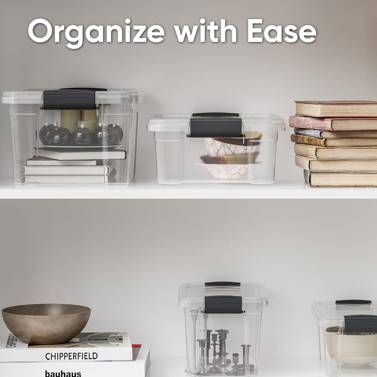 Superio Clear Storage Boxes with Lids, 16 Quart Plastic Container Bins for Organizing, Stackable
