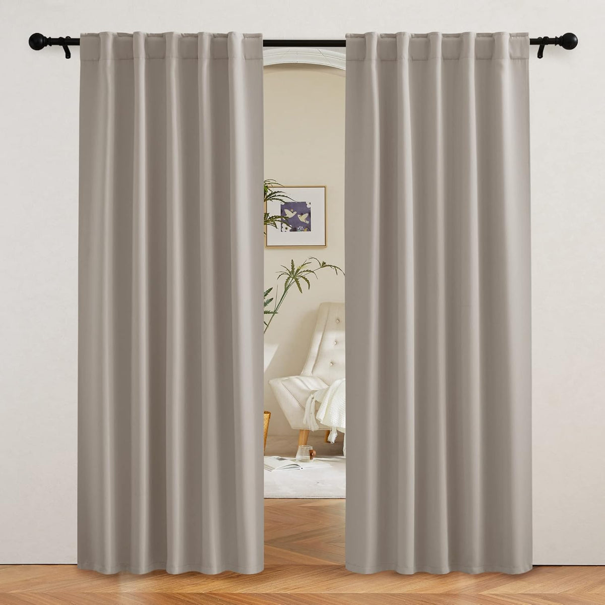 RYB HOME Blackout Curtains 80 inches Long Thermal Insulating Large Window Curtains for Living Room
