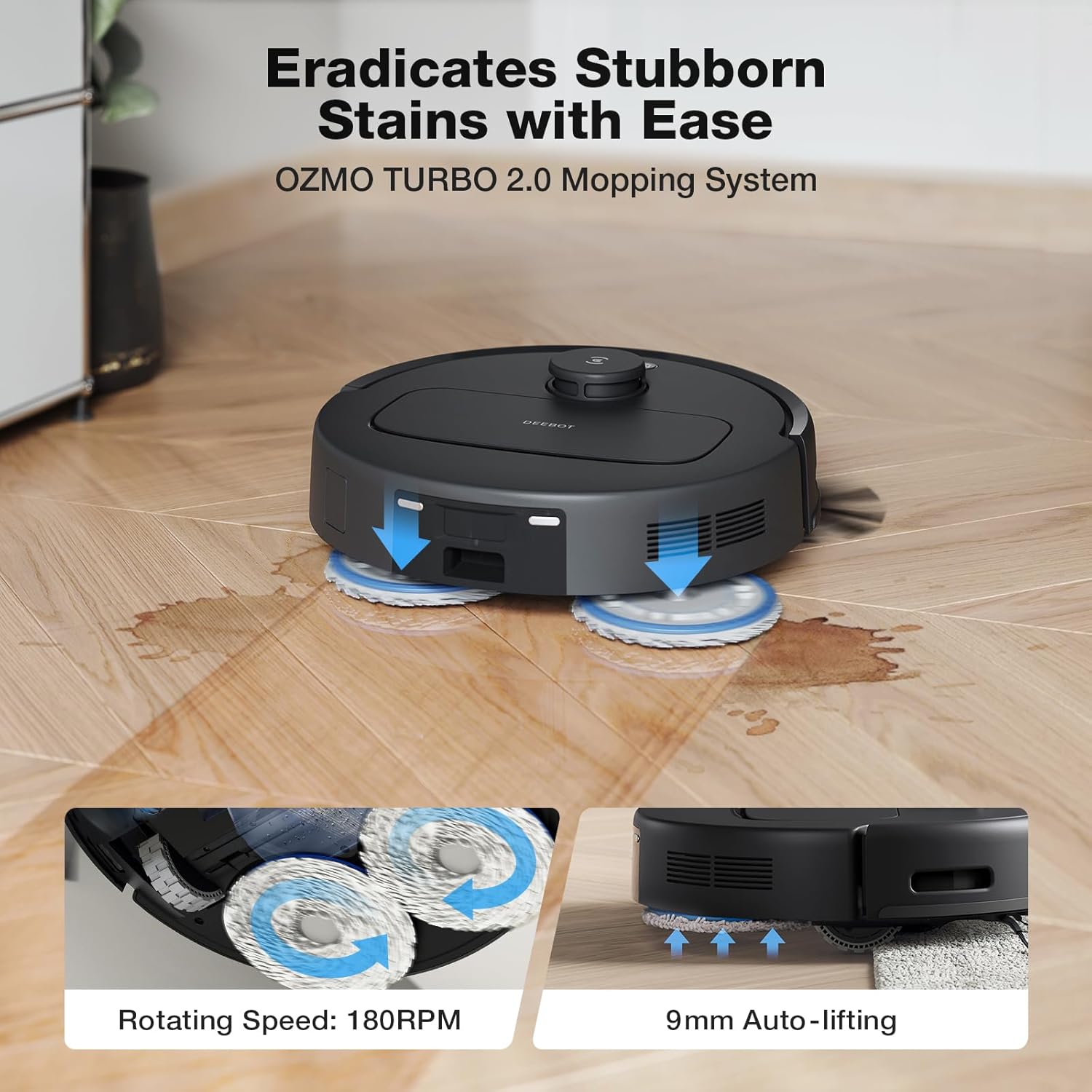 ECOVACS DEEBOT N30 Omni Care Robot Vacuum and Mop, 10000Pa Suction, TruEdge Adaptive Edge Mopping