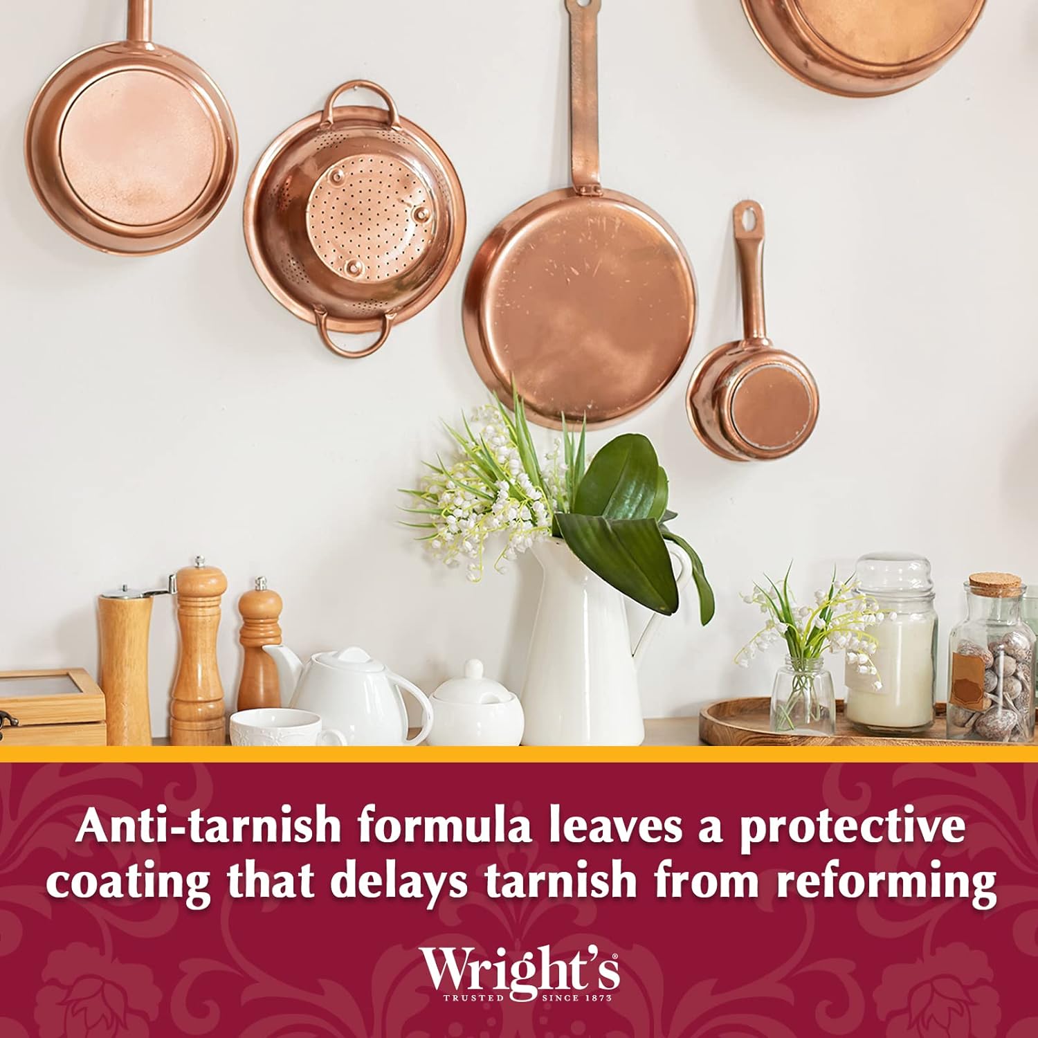 Wright's Copper Cream Cleaner - 8 Ounce 2 Pack with Polishing Cloth - Gently Cleans and Removes