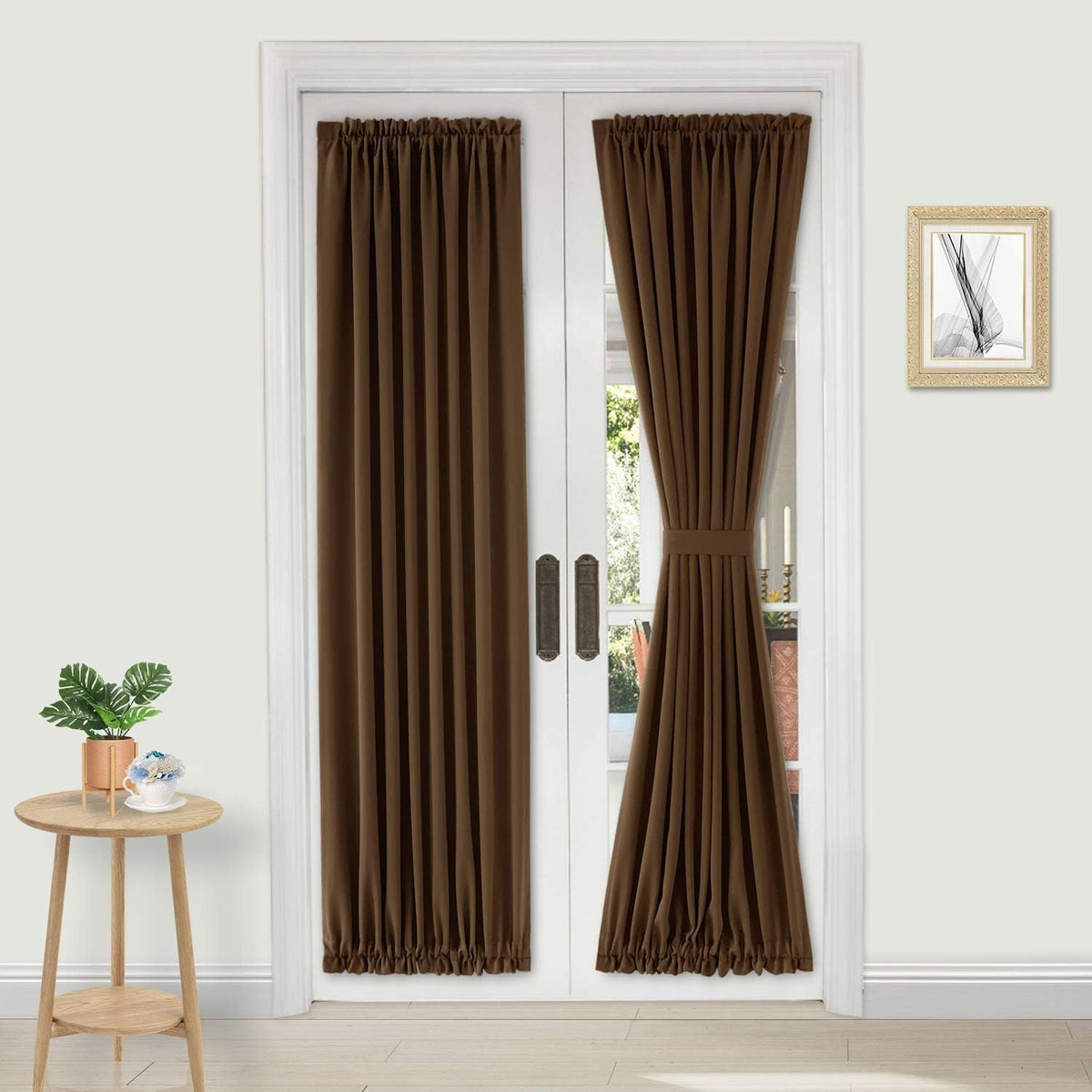 DWCN French Door Curtains – Rod Pocket Thermal Blackout Curtain for Doors with Glass Window