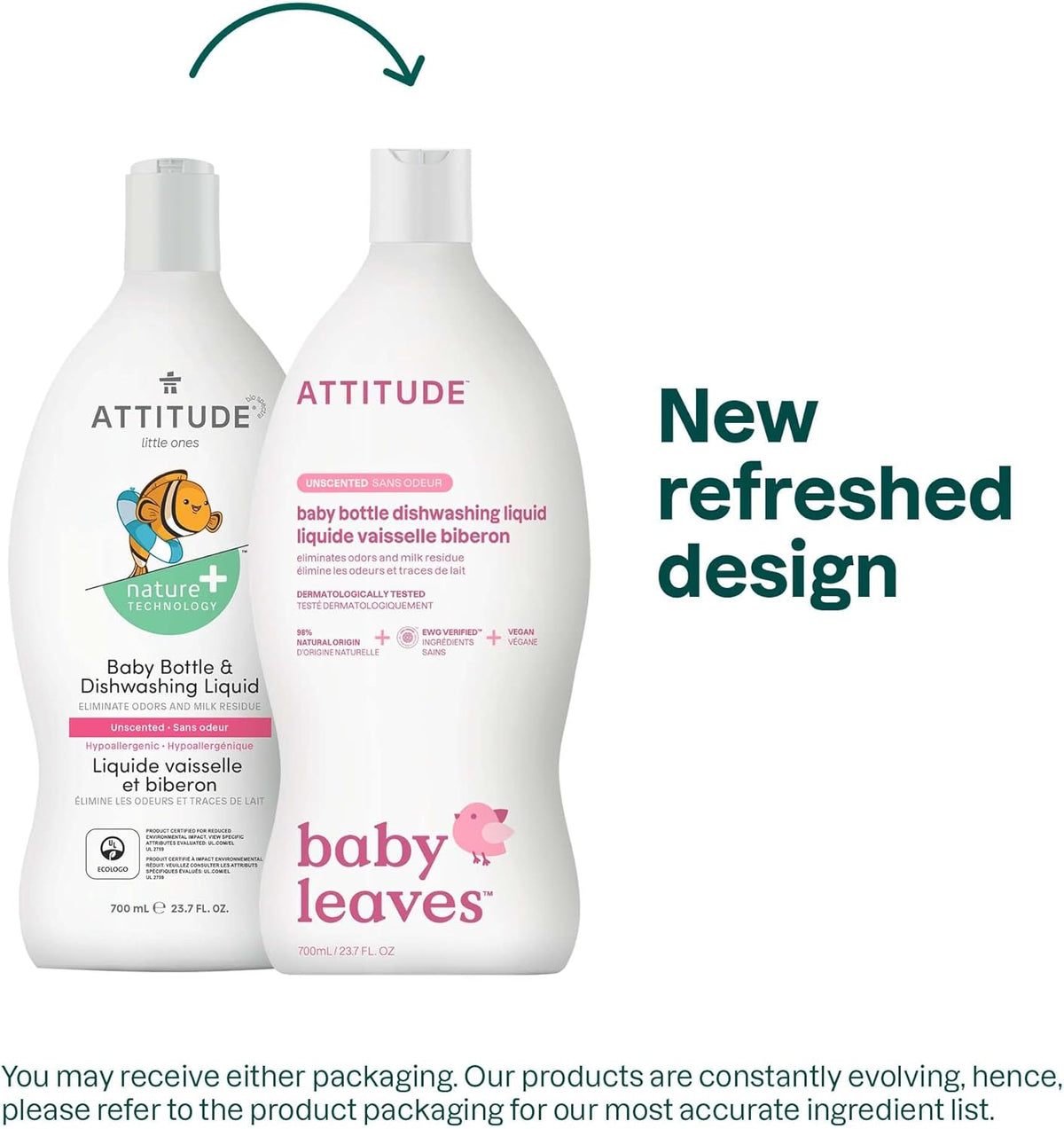 ATTITUDE Baby Dish Soap and Bottle Cleaner, EWG Verified Dishwashing Liquid, No Added Dyes or