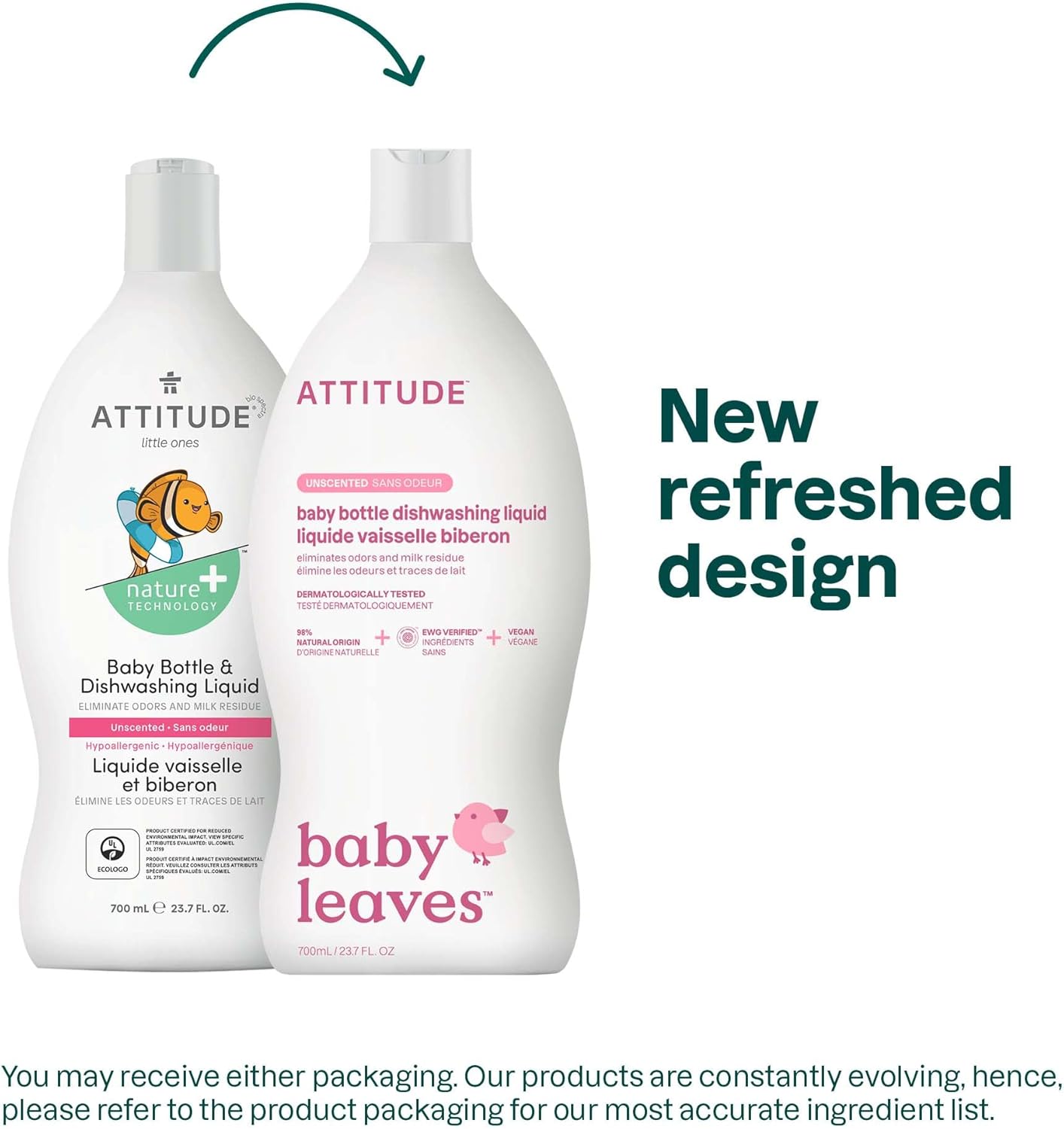 ATTITUDE Baby Dish Soap and Bottle Cleaner, EWG Verified Dishwashing Liquid, No Added Dyes or