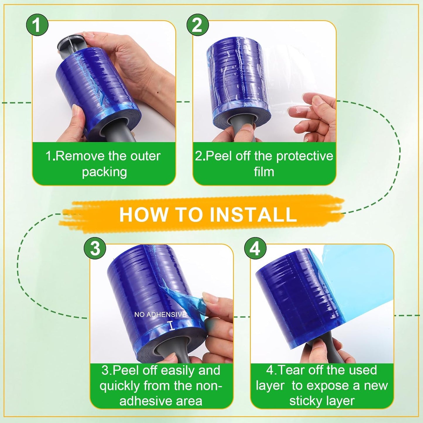 Lint Roller for Pet Hair 500 Sheets Extra Sticky Pet Hair Remover for Clothes Furniture Carpet