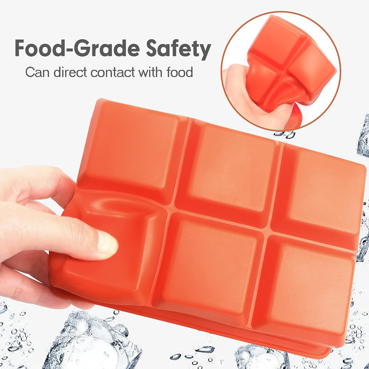 Silicone Ice Cube Trays 3 Pack - Large Size Silicone Ice Cube Molds with Leak Proof Removable Lid