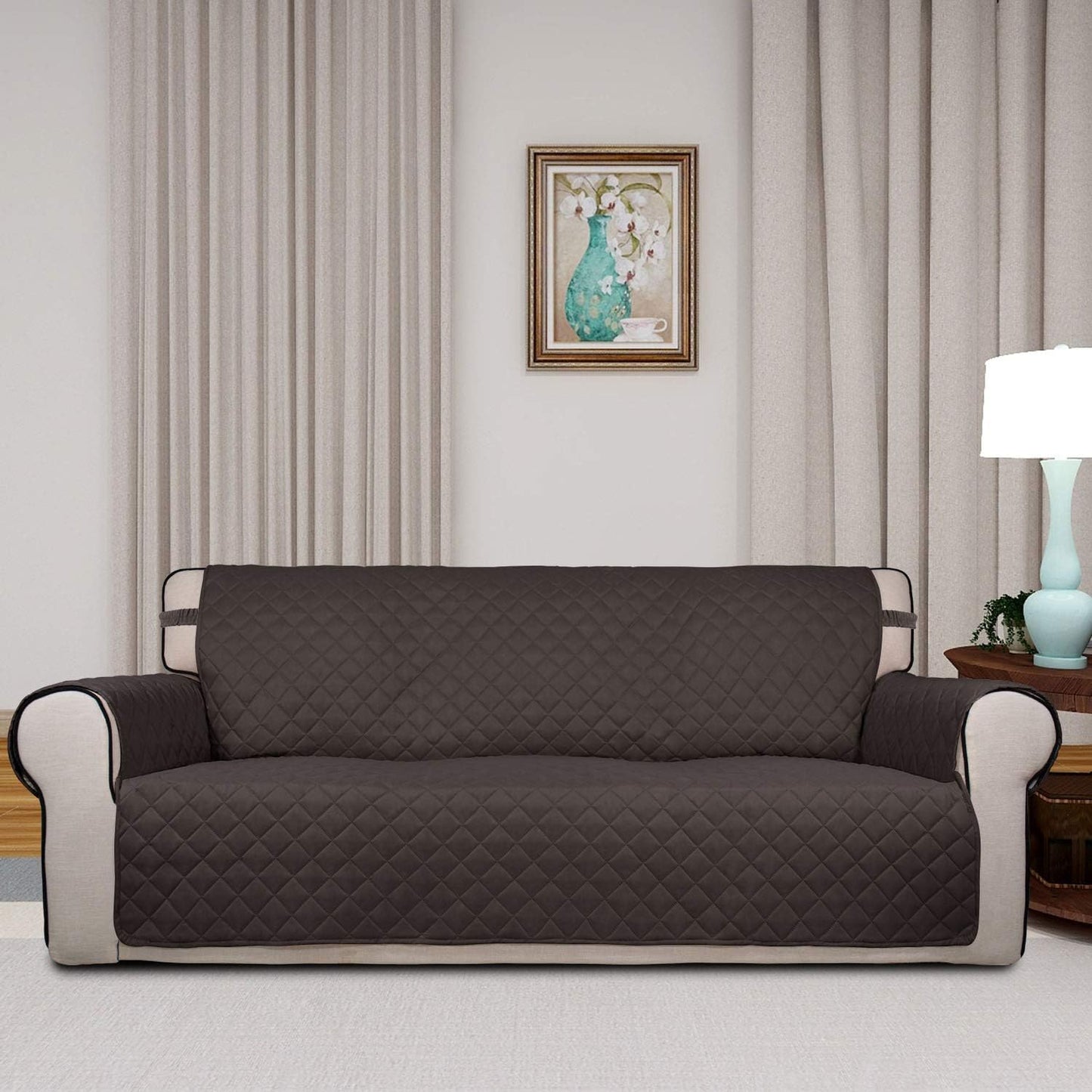 PureFit Reversible Quilted Sofa Cover, Water Resistant Slipcover Furniture Protector, Washable
