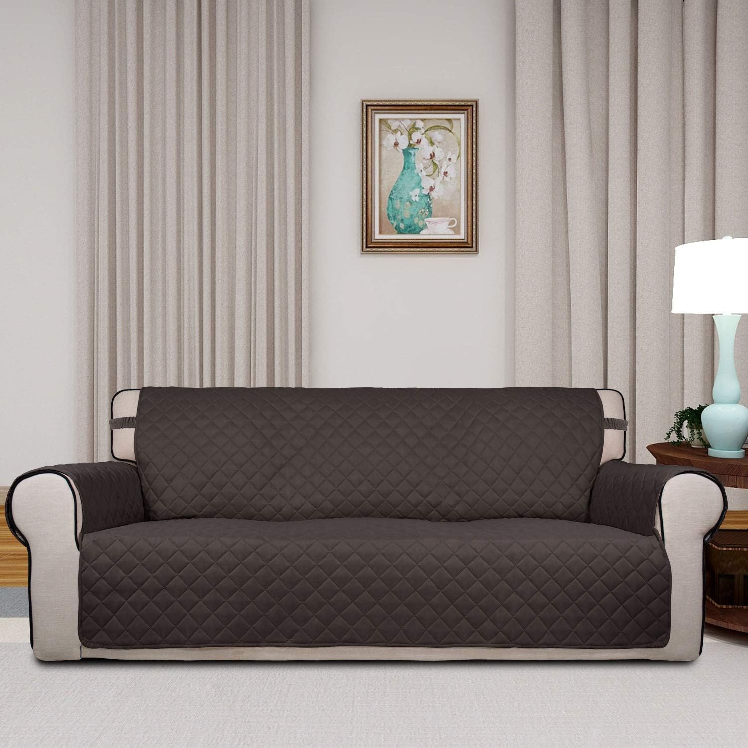 PureFit Reversible Quilted Sofa Cover, Water Resistant Slipcover Furniture Protector, Washable
