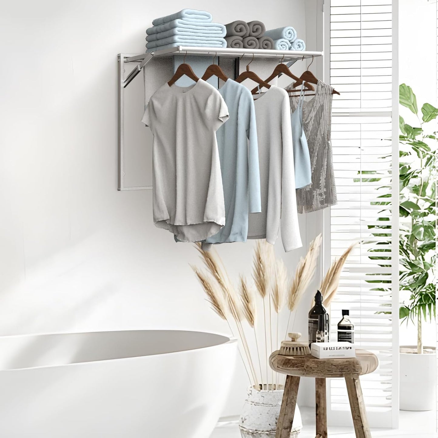 2 Pcs Wall Mount Clothes Drying Rack 26 X 31.5 Laundry Room Organizer Laundry Drying Rack Foldable