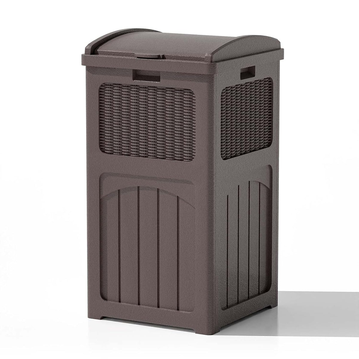Patiowell 36 Gallon Outdoor Trash Can, Resin Outdoor Garbage Can with Lid for Patio, Backyard