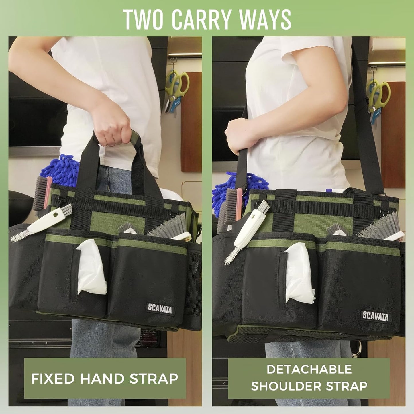 Compact Wearable Cleaning Caddy, Small Cleaning Caddy Supplies Organizer with Handle & Shoulder