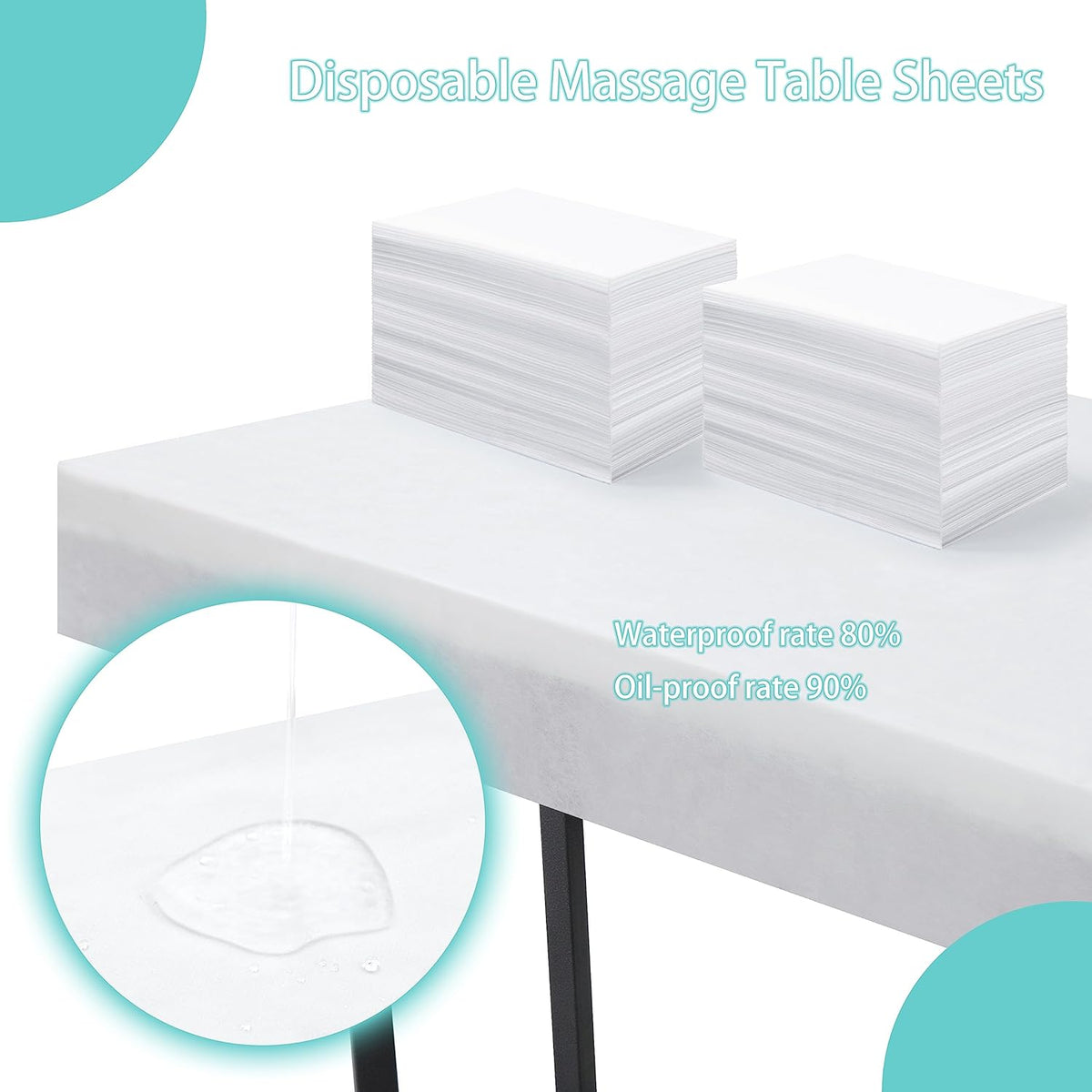Disposable Bed Sheets for Massage Table 100 Pcs 31" x 71" Waterproof Massage Table Sheets Soft Non