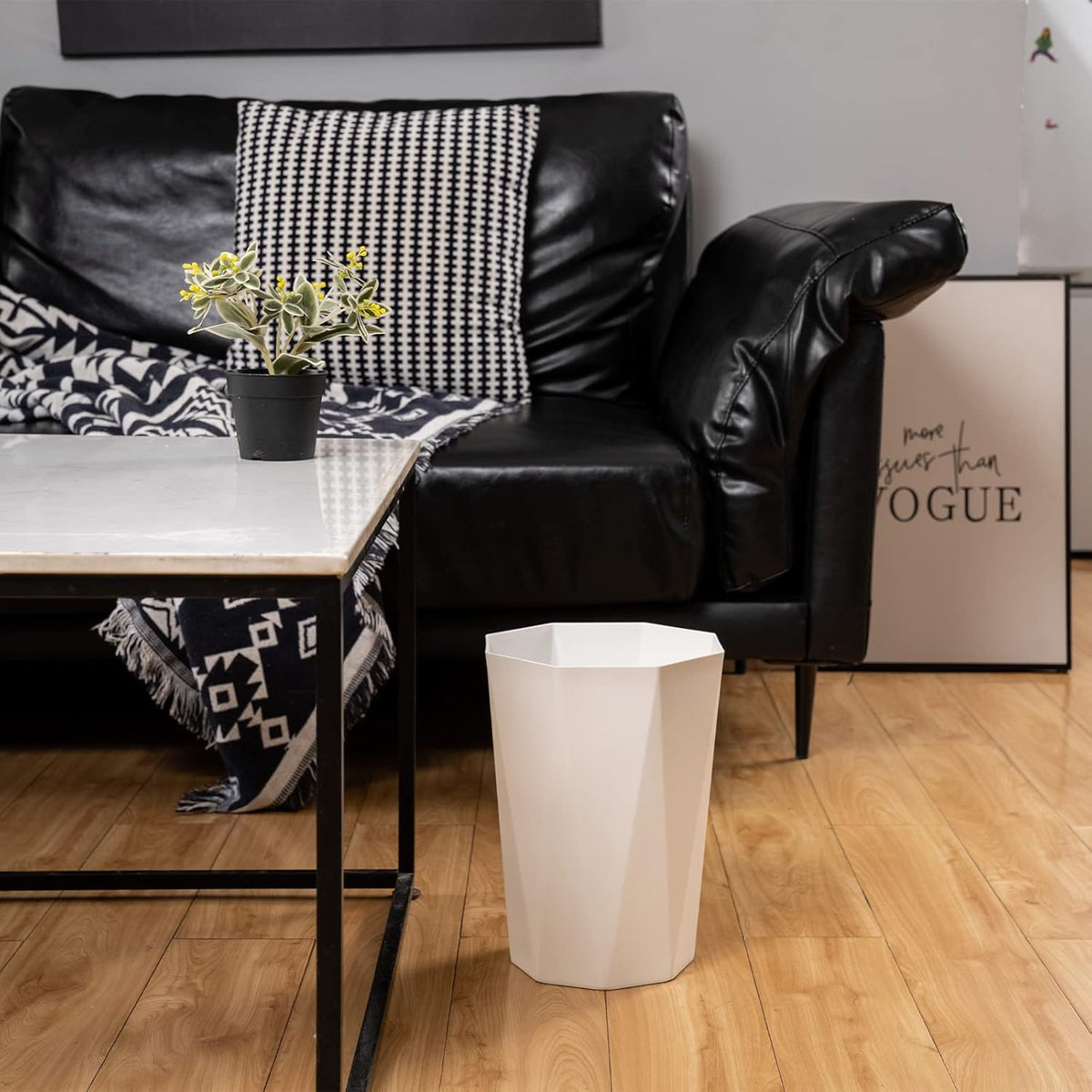 12L Trash Can Wastebasket Plastic Trash Bin Garbage Container Rubbish Can Paper Basket Office