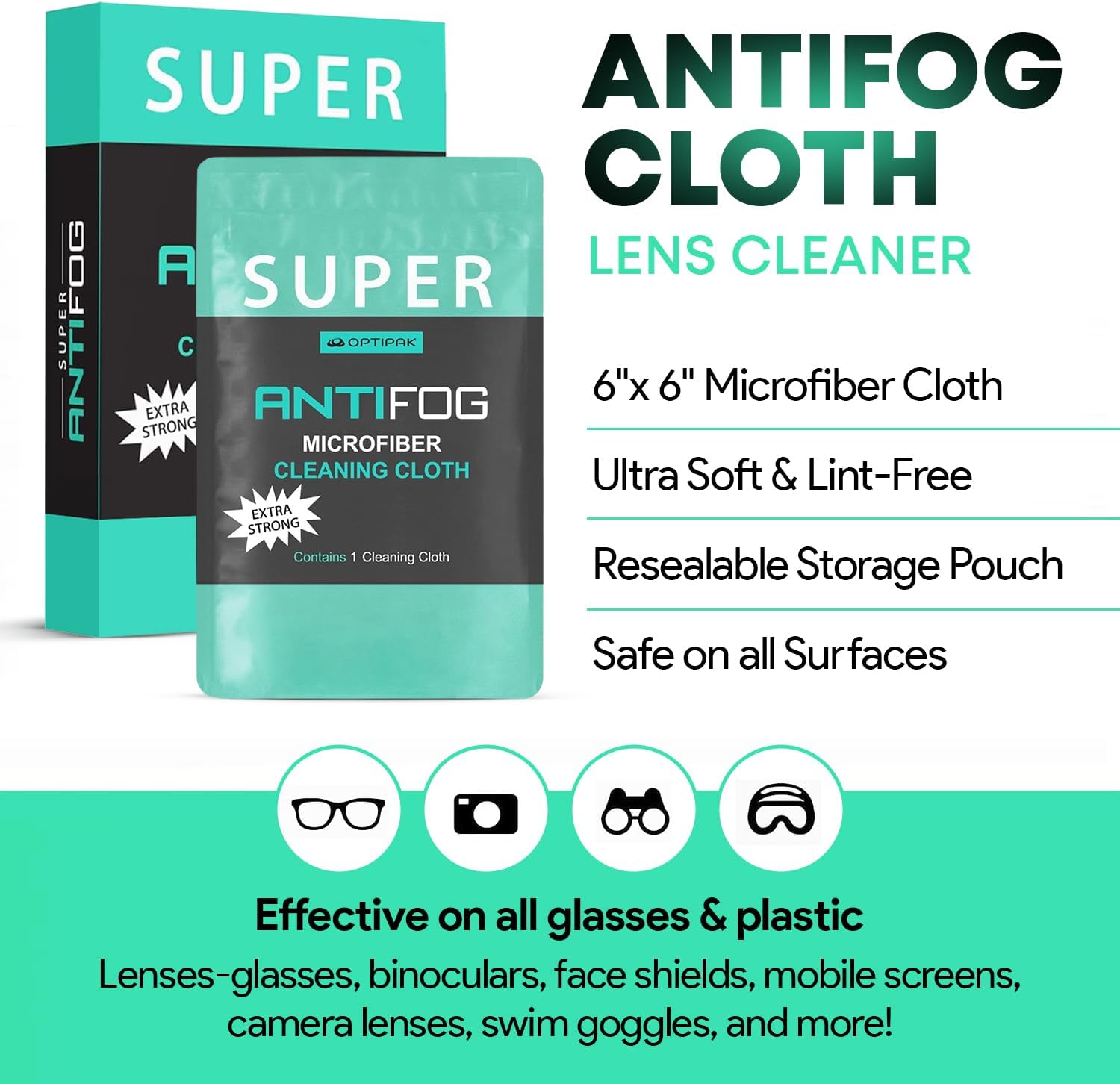 Anti Fog Microfiber Cleaning Cloth for Glasses | Individually Wrapped Microfiber Lens Cleaning