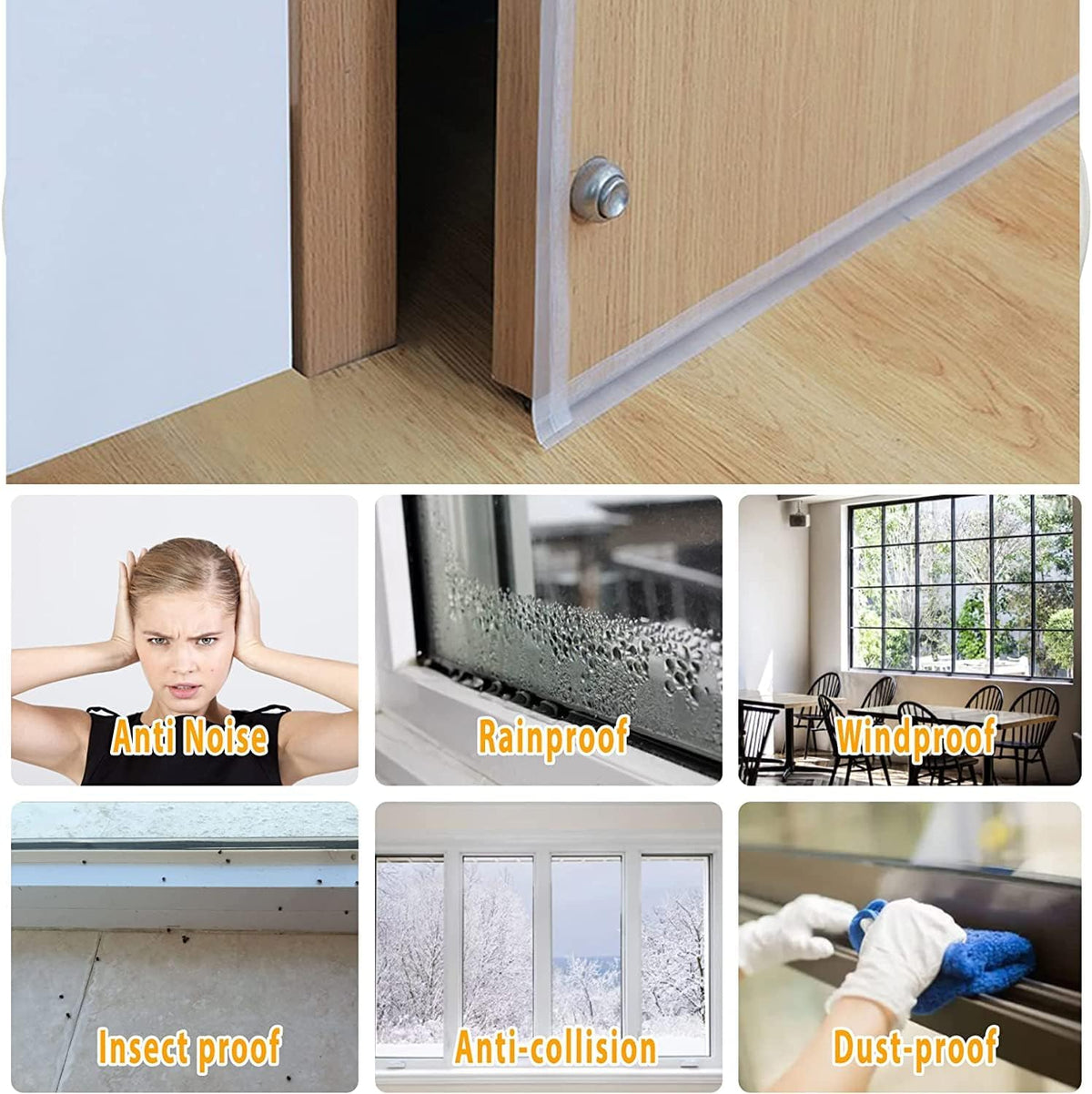 39.37 Ft Door Weather Stripping Door Seal Strip Tape,Silicone Door Draft Stopper,Self Adhesive