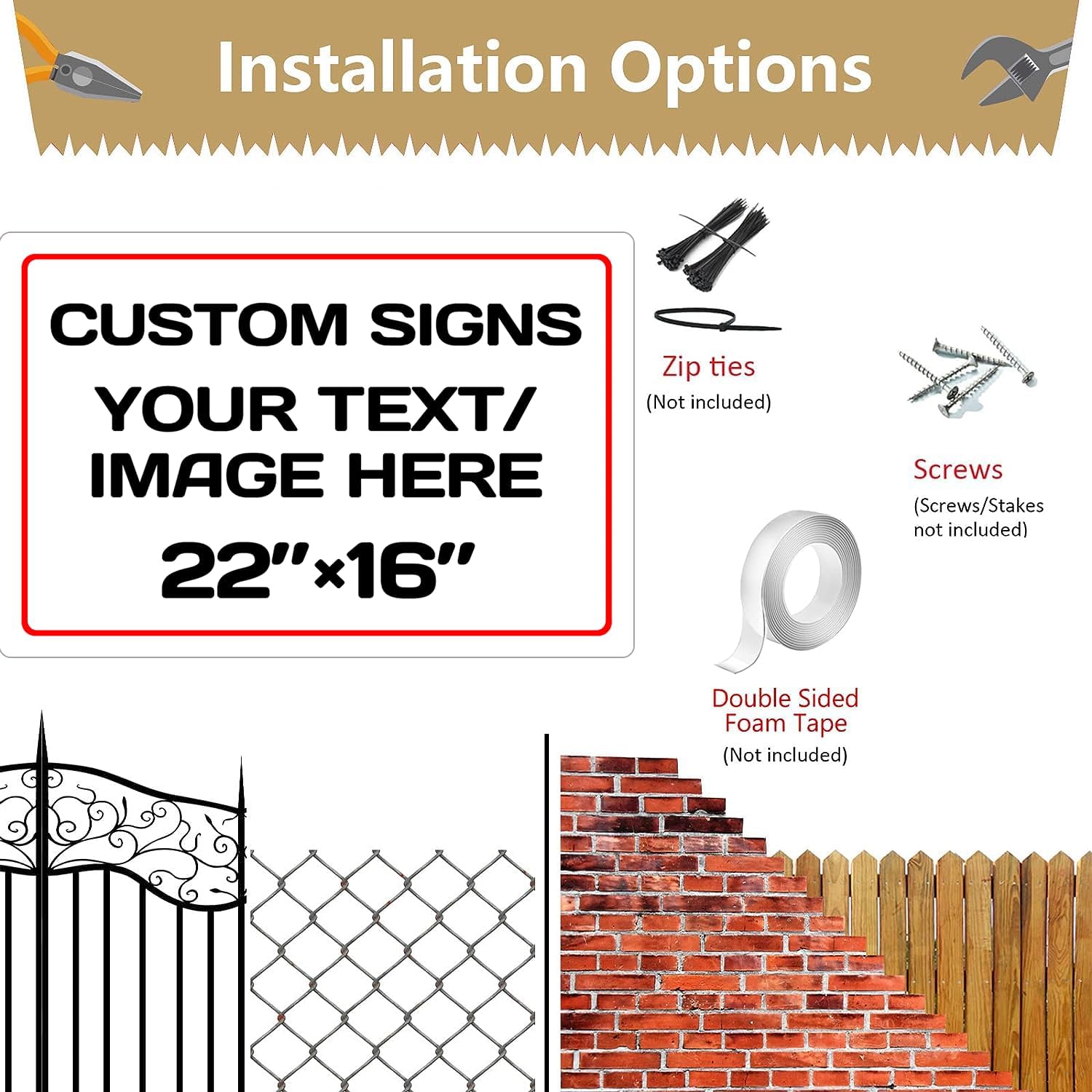 Personalized Aluminum Weatherproof Metal Signs - Multiple Sizes, Custom Text & Picture, Hazard