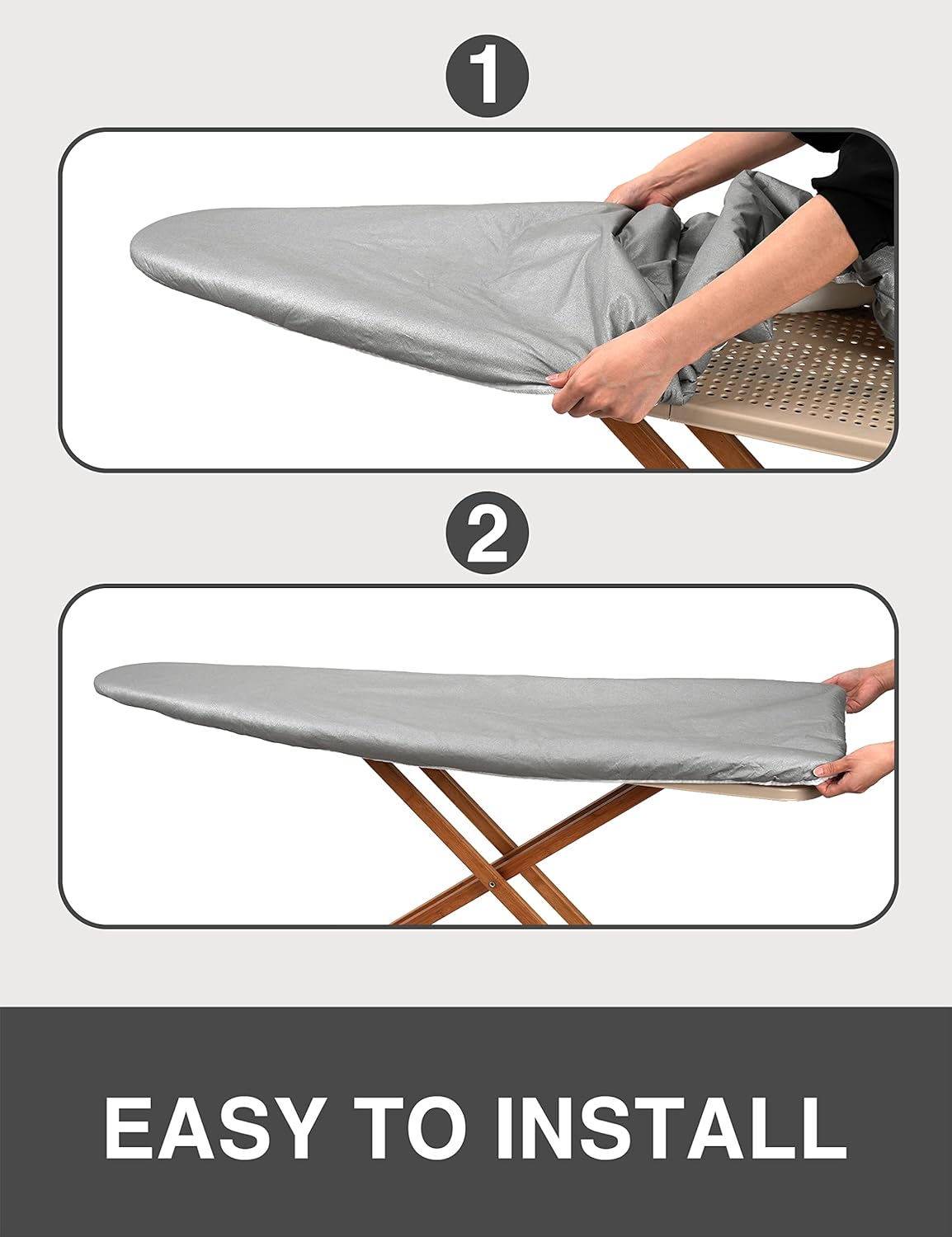 Extra Thick Ironing Board Cover and Pad, Resist Scorching and Staining, 15x54 Reflective Silicone