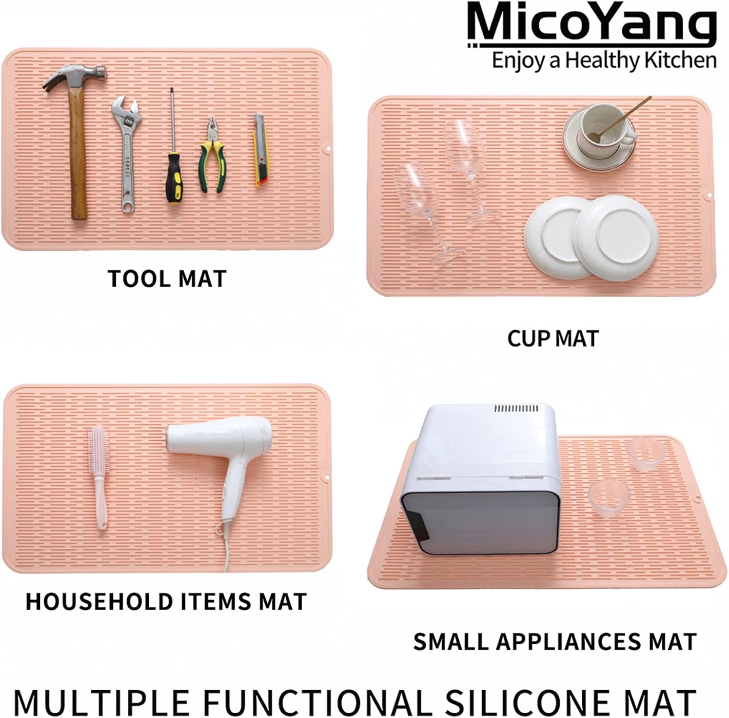 Silicone Dish Drying Mat for Multiple Usage,Easy clean,Eco-friendly,Heat-resistant Silicone Mat for