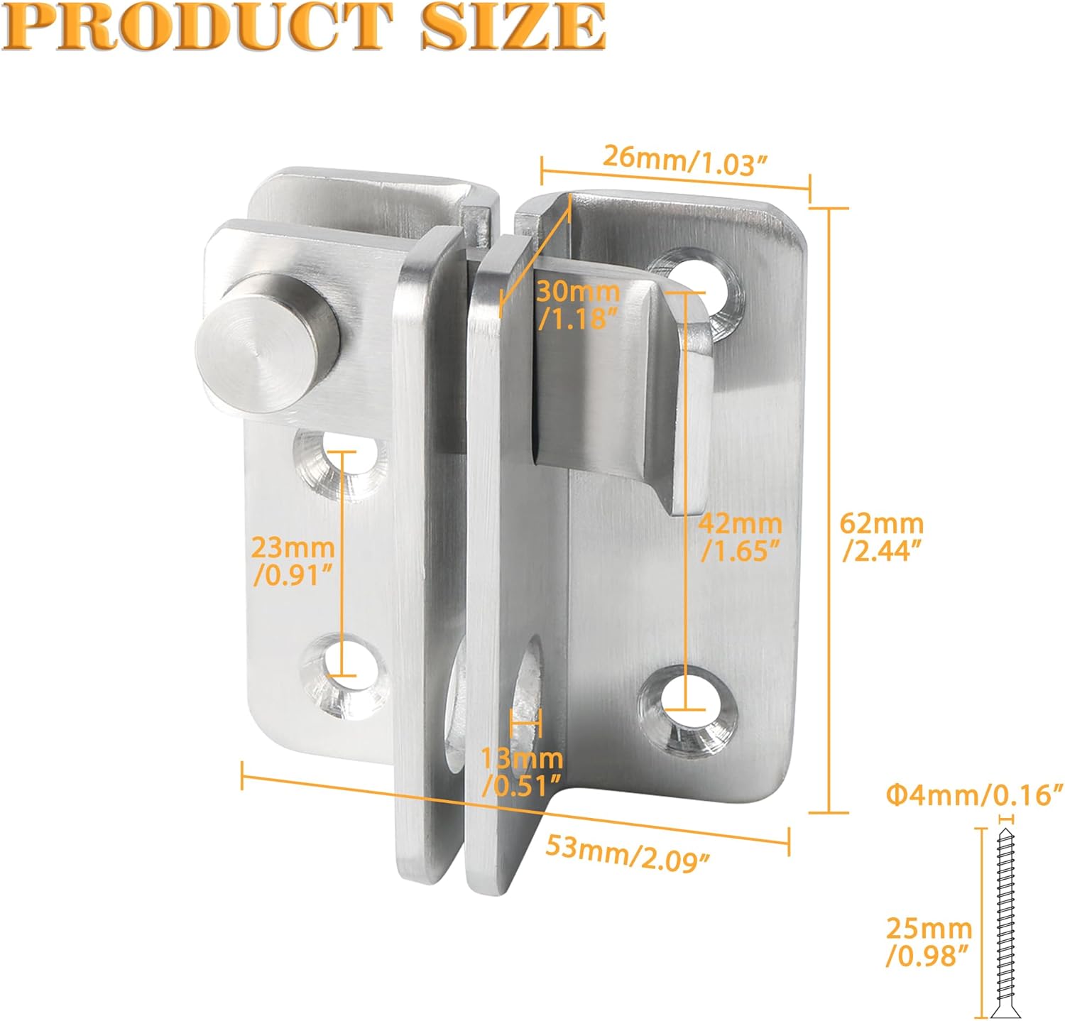 Alise Flip Latch Gate Latch,Shed Door Latch Barn Door Lock Shed Lock Shed Latch,Brushed Stainless