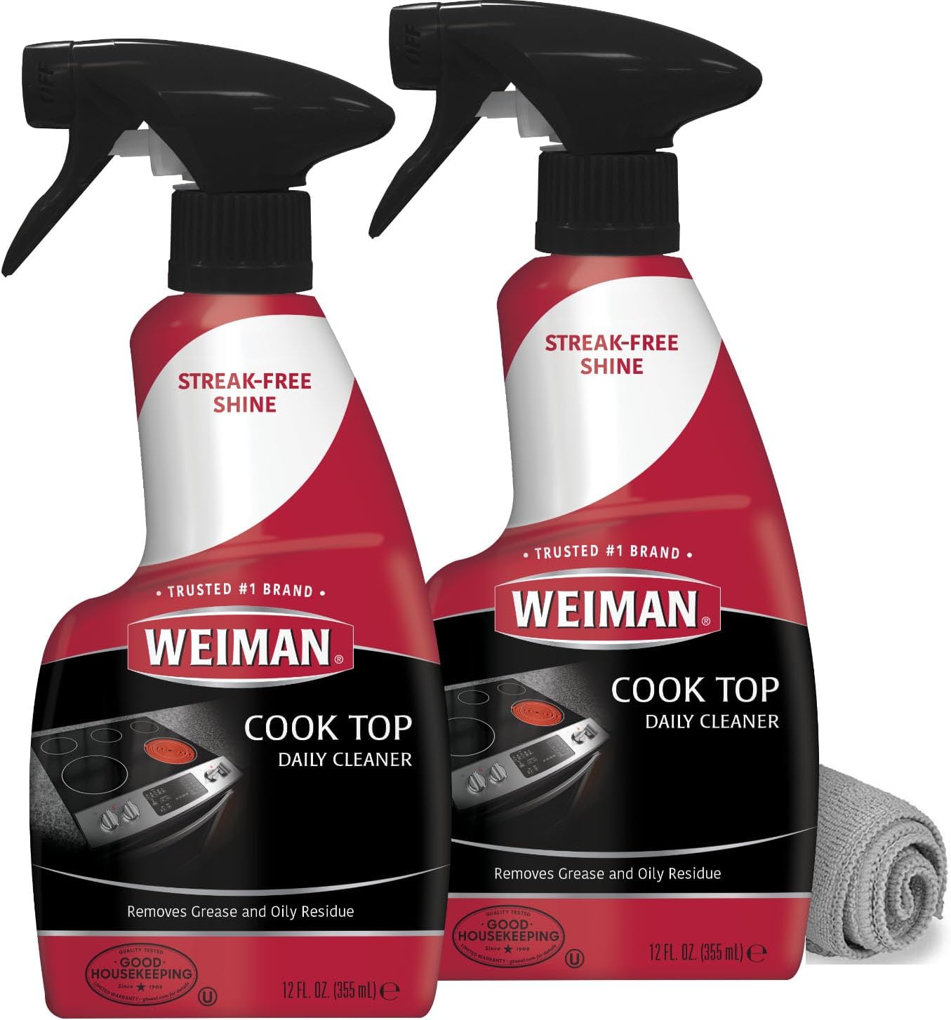 Weiman Glass Cooktop Cleaner & Polish For Daily Use on Ceramic, Induction Stove Top, Removes Grease