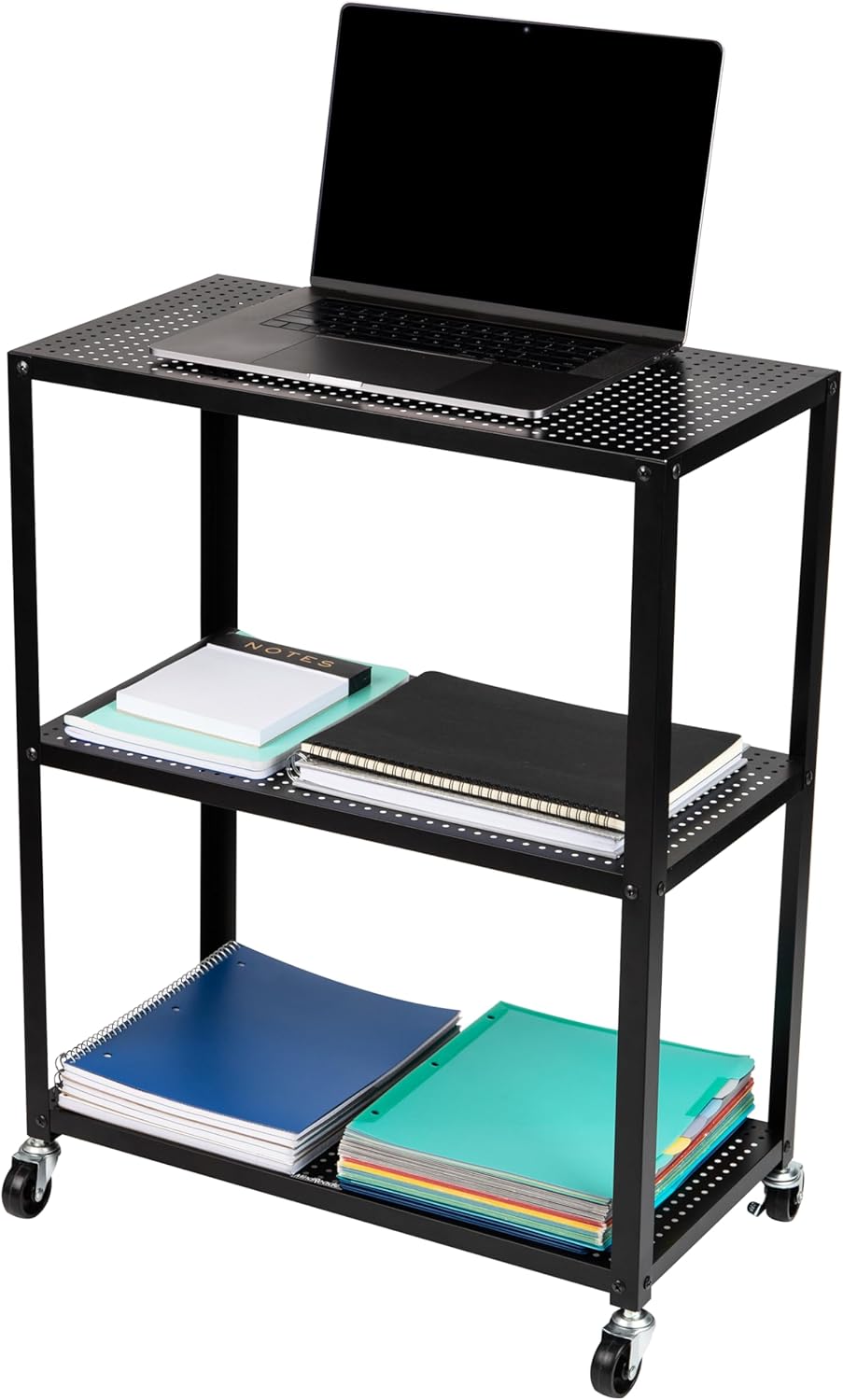 Mind Reader Rolling Cart, Rolling Cart, Microwave Stand, 3-Tier, Coffee Cart, Office, Metal, 23" L