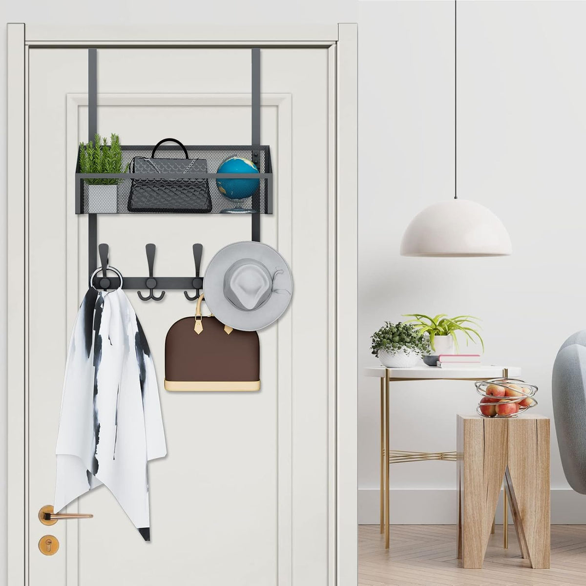 Over The Door Hooks Organizer, Coat Rack Over The Door Storage Hanger Towel Rack, Back of Door