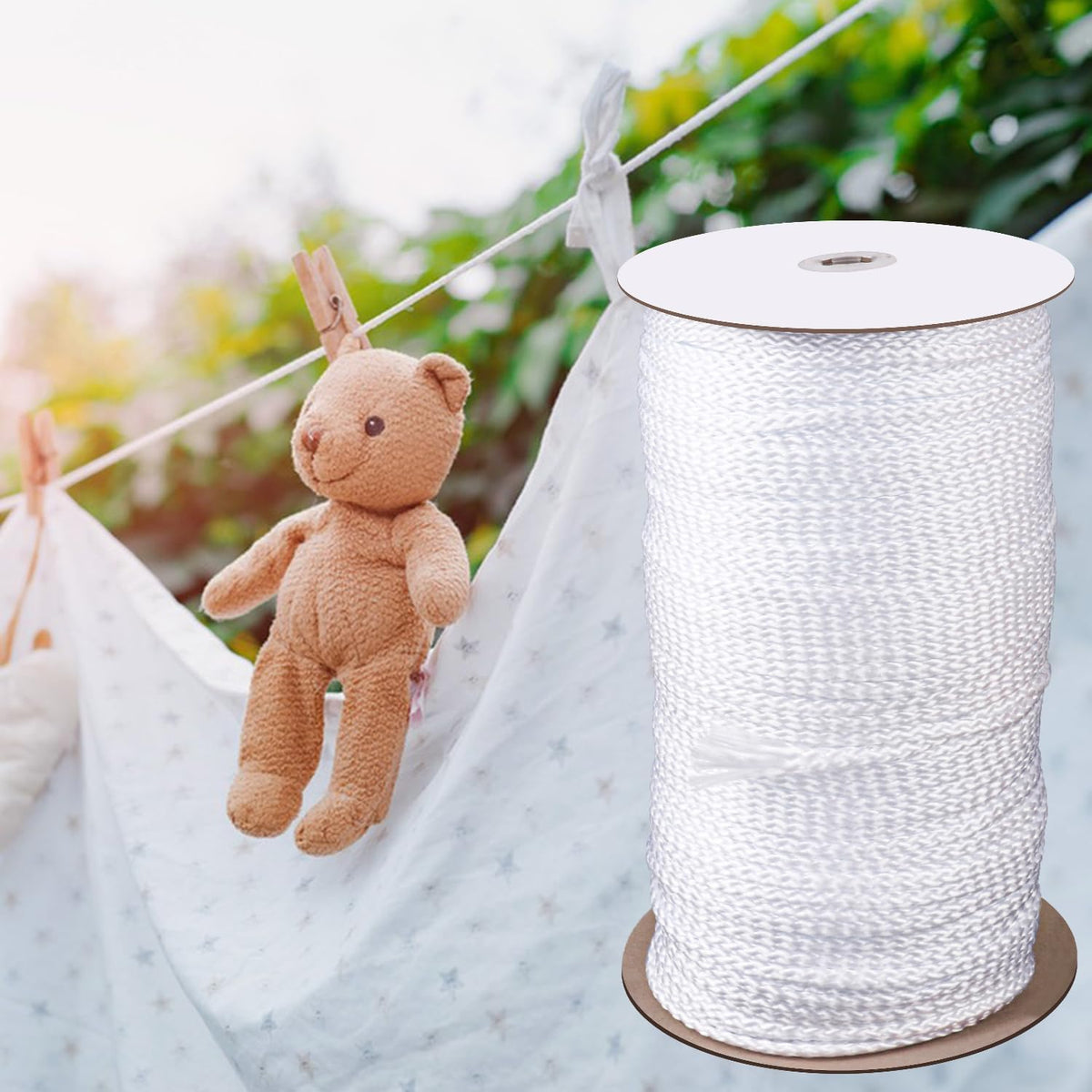 1/4 Inch White Polyester Rope - 500 Foot White Low Stretch Polyester Rope for Hiking, Kayaking
