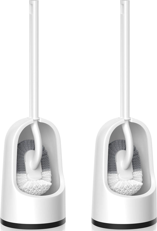 Toilet Brush, 2 Pack Toilet Brush and Holder Set with Durable Curved BristlesToilet Scrubber