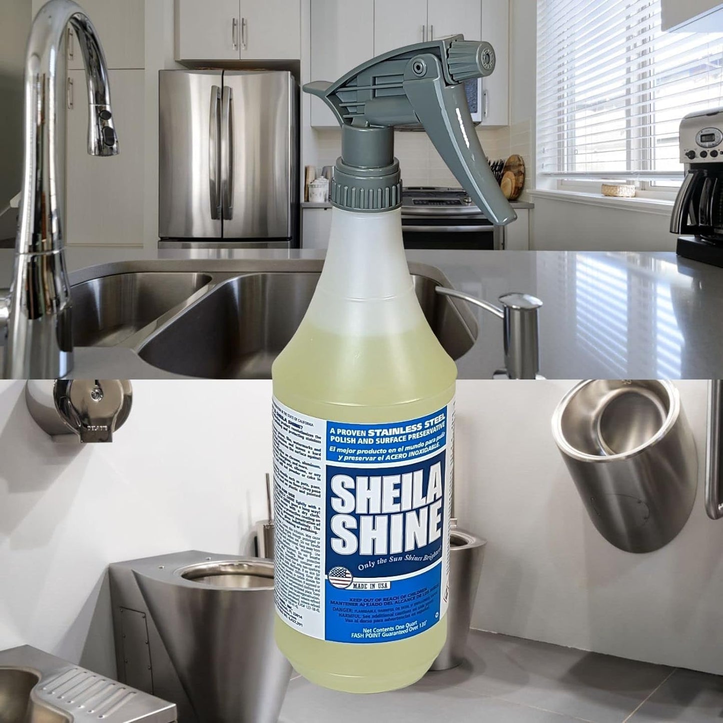 Sheila Shine 32 Oz. Stainless Steel Cleaner and Polish Trigger Spray, Protect Household Kitchen