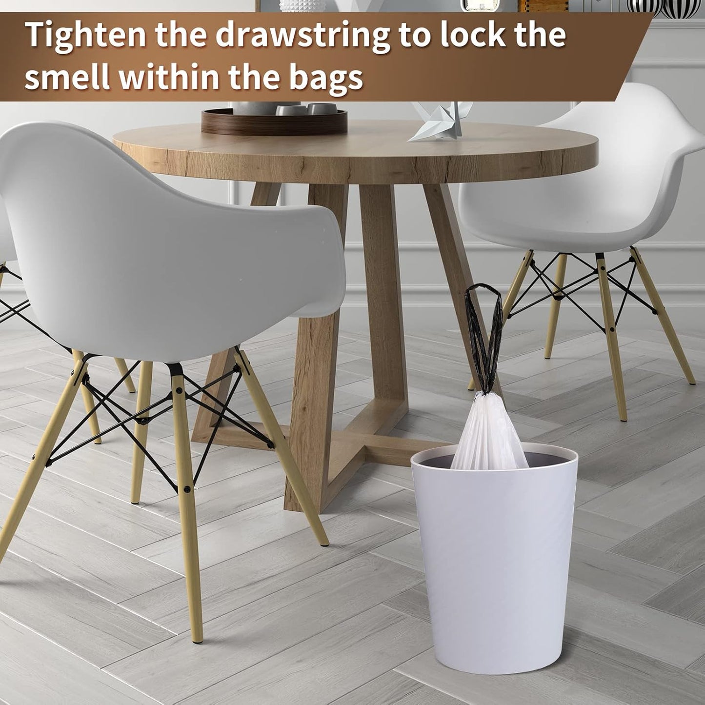 Trash Bags Drawstring Garbage Bags 8 Gallon Thickened Stretchy,Bathroom,Bedroom,Kitchen,Office and