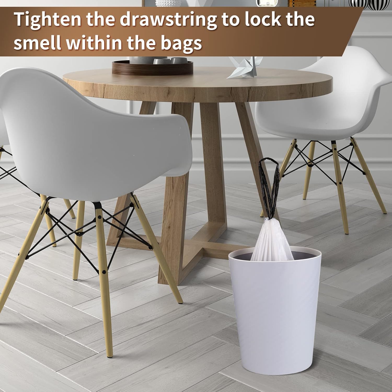 Trash Bags Drawstring Garbage Bags 8 Gallon Thickened Stretchy,Bathroom,Bedroom,Kitchen,Office and