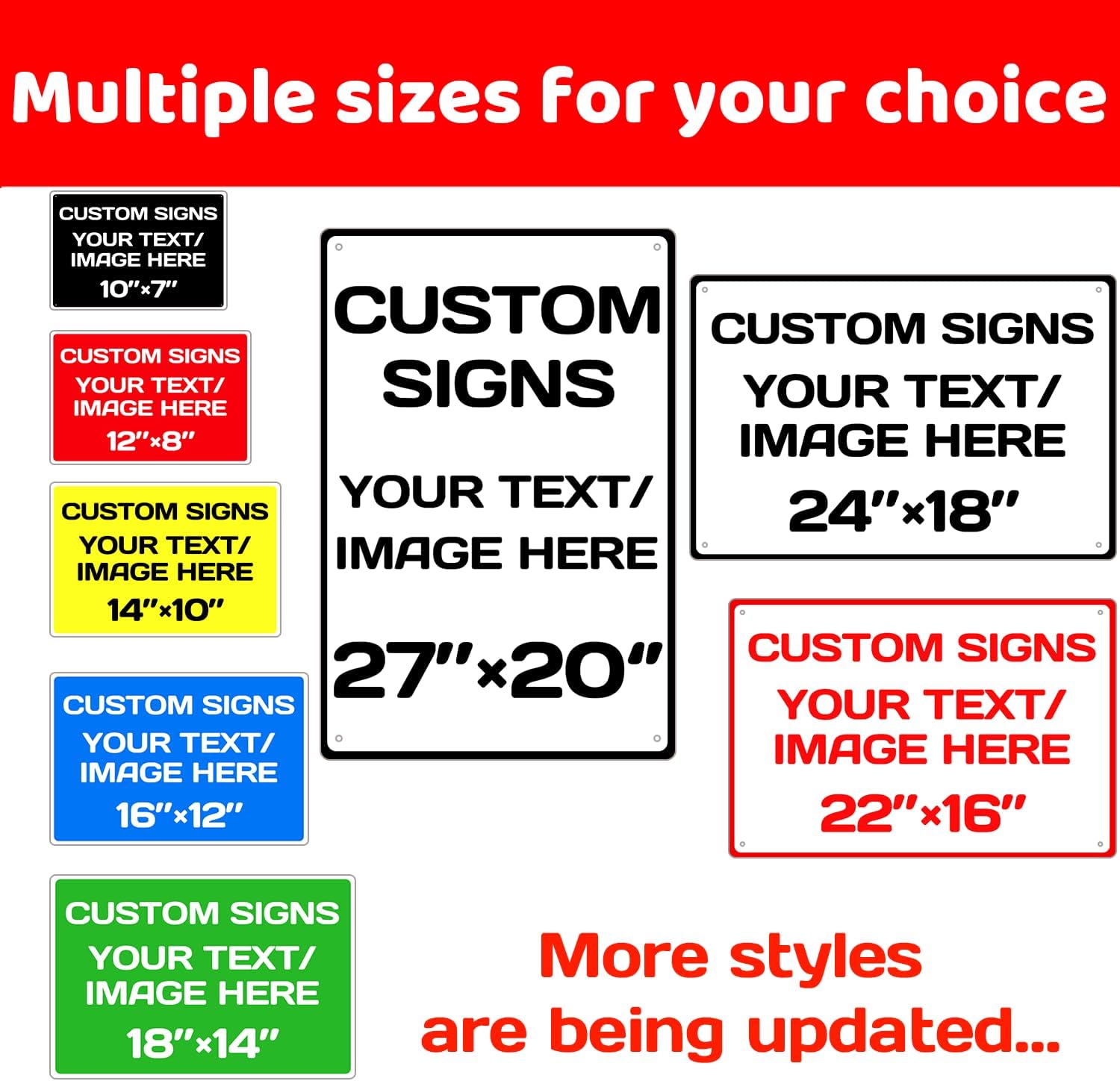 Custom Signs,Aluminum Weatherproof Metal Sign Multiple Sizes Custom Personalized Text And picture