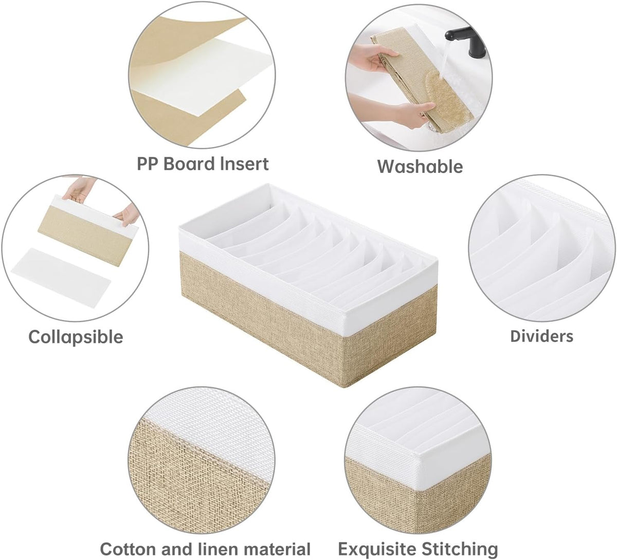 4 Packs T-shirt Drawer Organizers for Clothing,10 Grids Compartment Wardrobe Storage Box, Clothes