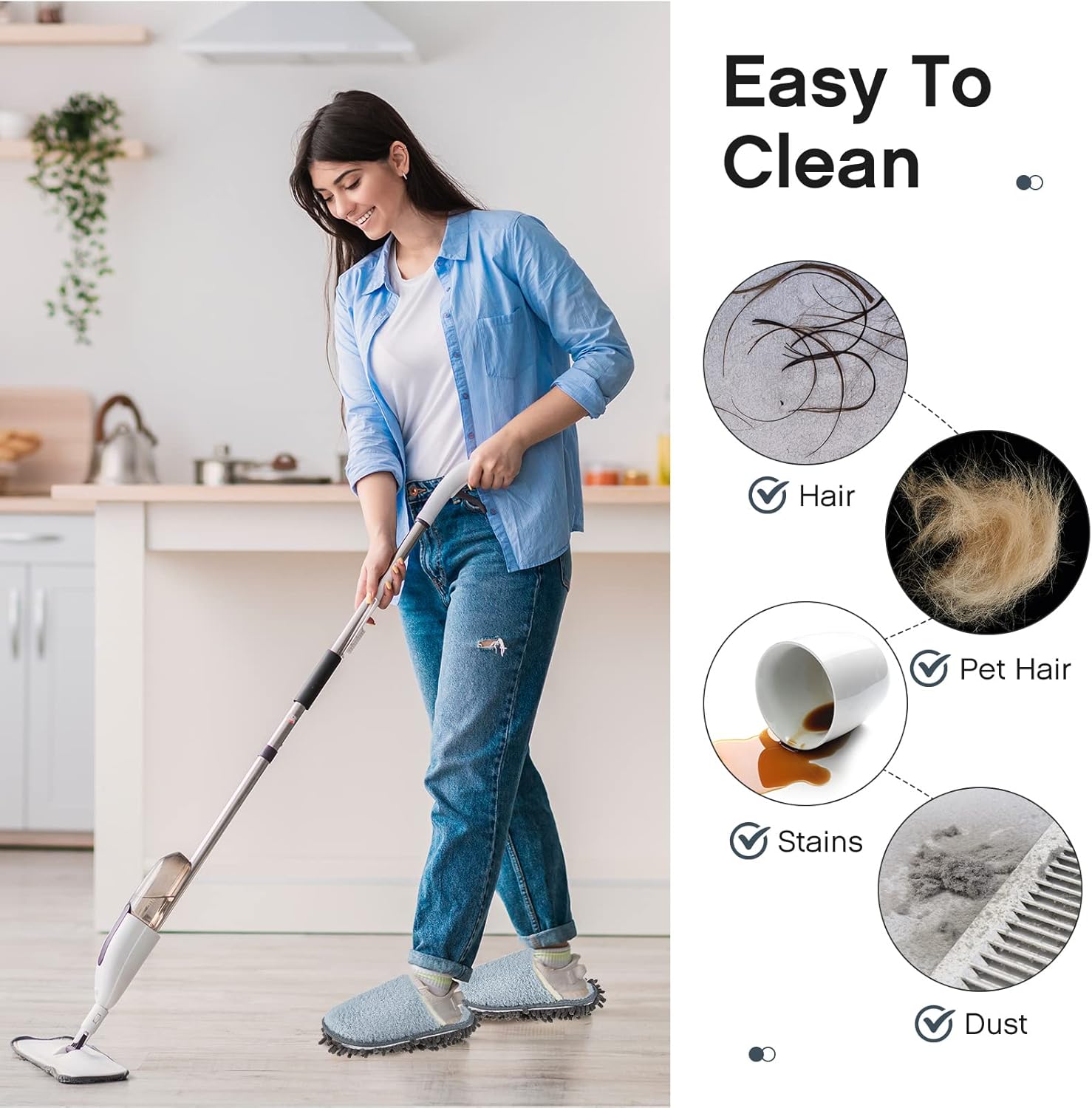 Jecery 2 Pair Microfiber Slippers Floor Cleaning Chenille Mop Slippers Base Board Cleaner Household