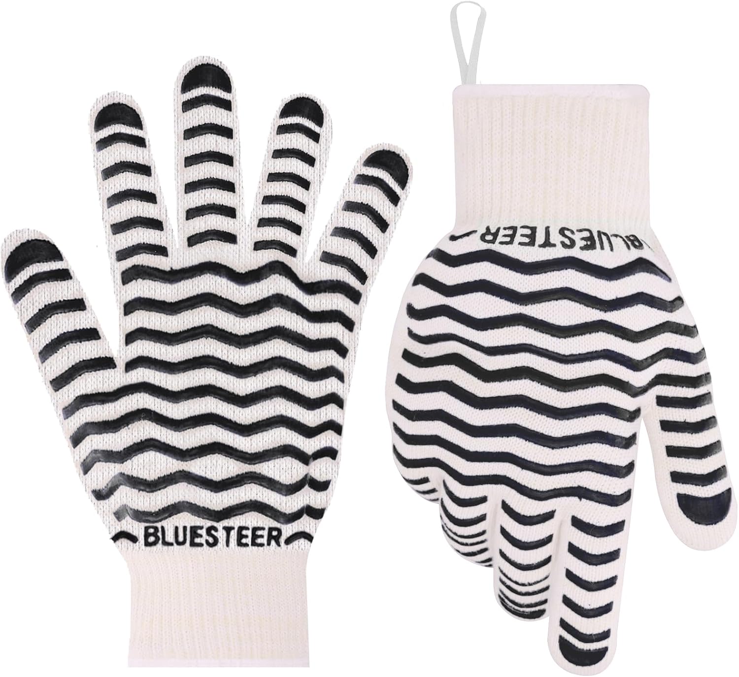 Oven Gloves 932°F Heat Resistant Oven Mitts with Fingers, Heat Proof BBQ Grill Gloves Silicone Grip