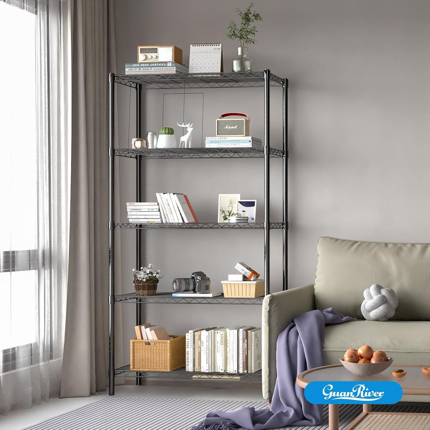 5-Shelf Adjustable Metal Shelf Wire Shelving Unit Storage Rack Display Shelf for