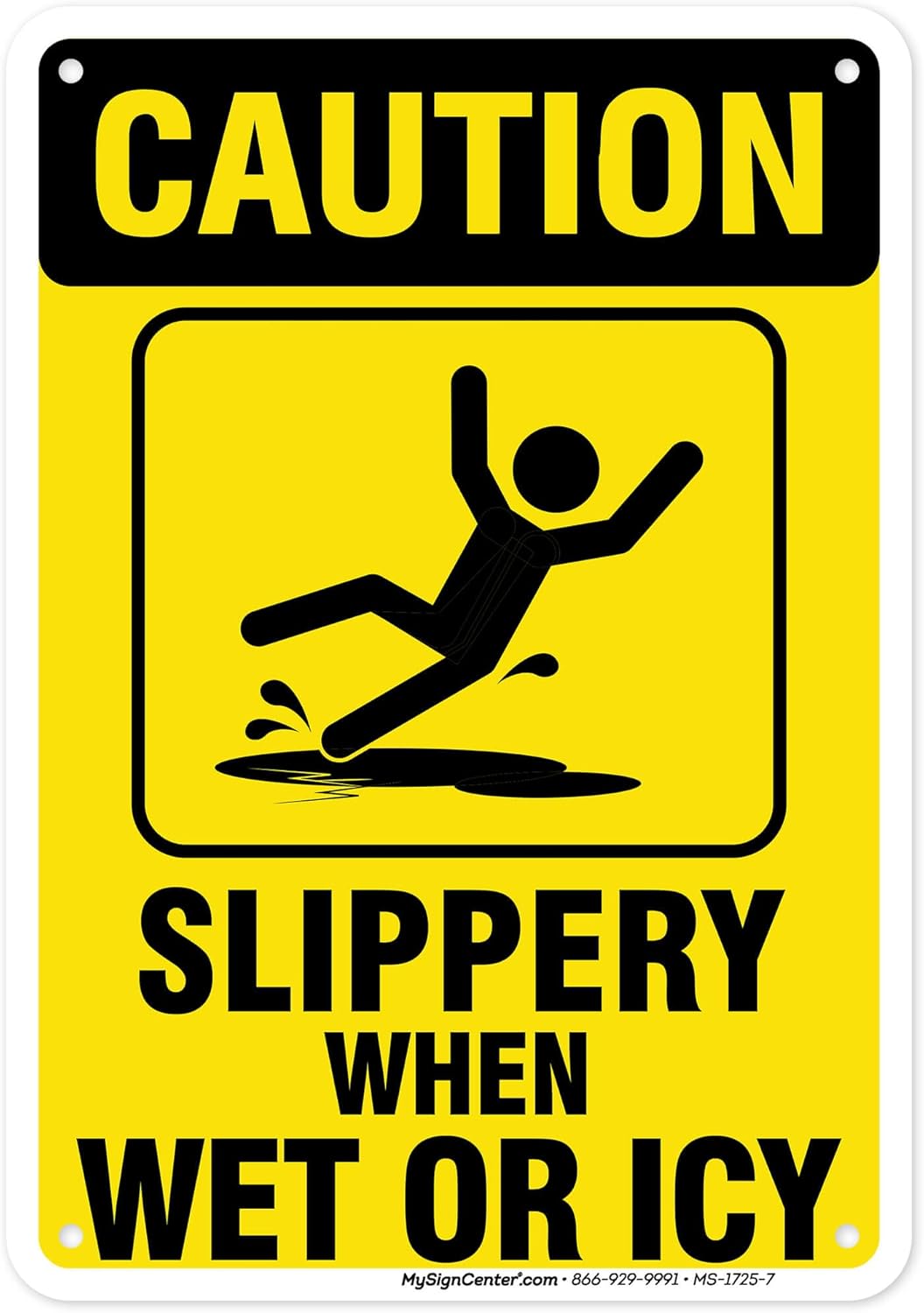 Caution Slippery When Wet Sign or ICY Sign, 7"x10" Polyethylene, Indoor/Outdoor Use, USA MADE By My