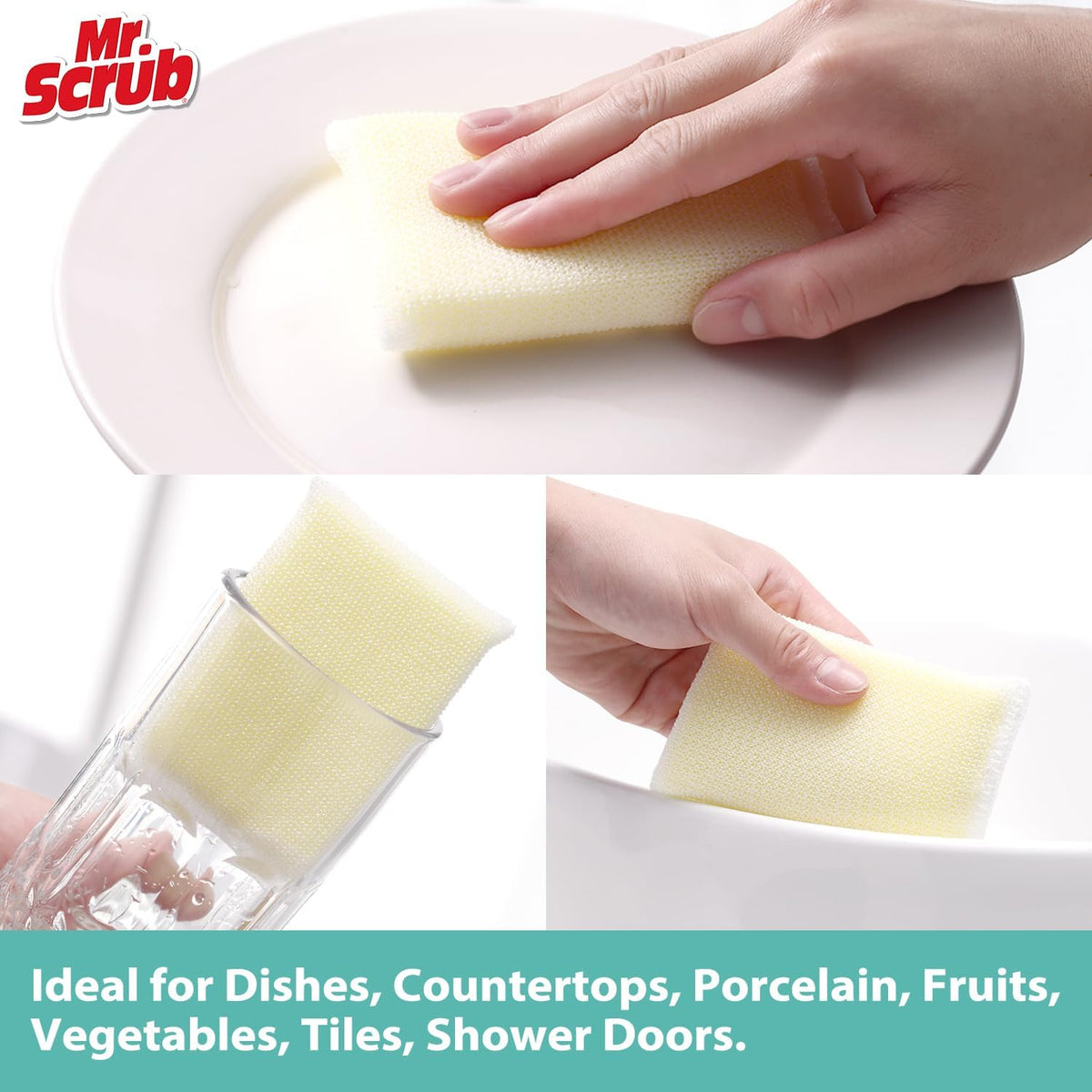 Sponges Kitchen Scrub Dish Sponge Scouring Pad, 6 Pads Cleaning Brush Dishwasher Soap Supplies